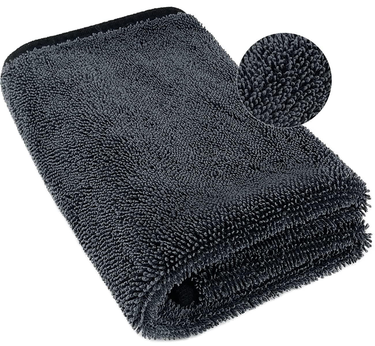 Microfibre Cloth Extra Large and Thick XXL 90x60cm, Car Car Drying Towel 650GSM, Super Absorbent Cleaning Cloth for Automotive Detailing, Polishing, Washing, Black 24" x 35"