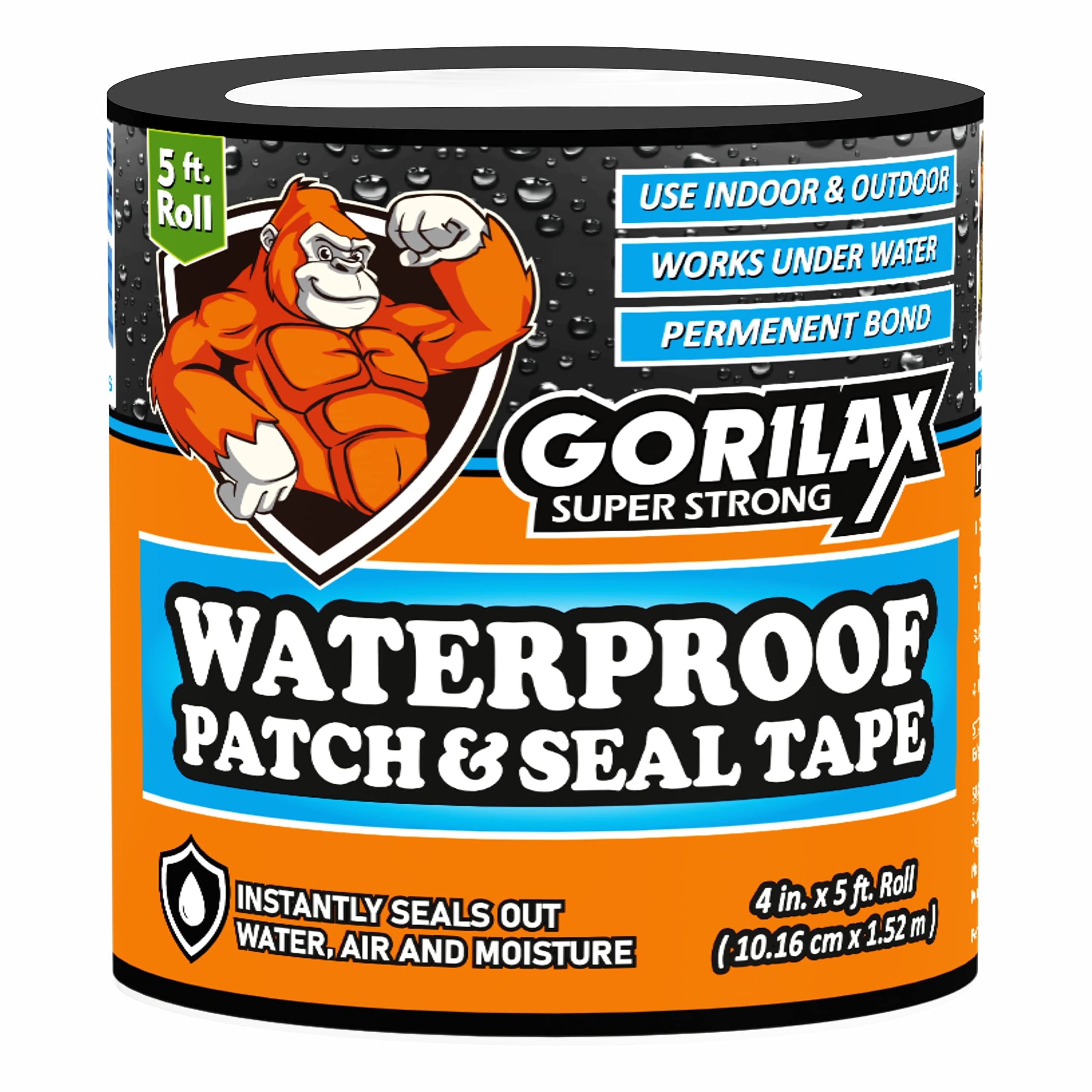 Waterproof Tape Leakage Repair Tape Best Permanent Repair for Roof Leaks, Surface Crack, Water tank, Etc... (4 inches x 5 feet)