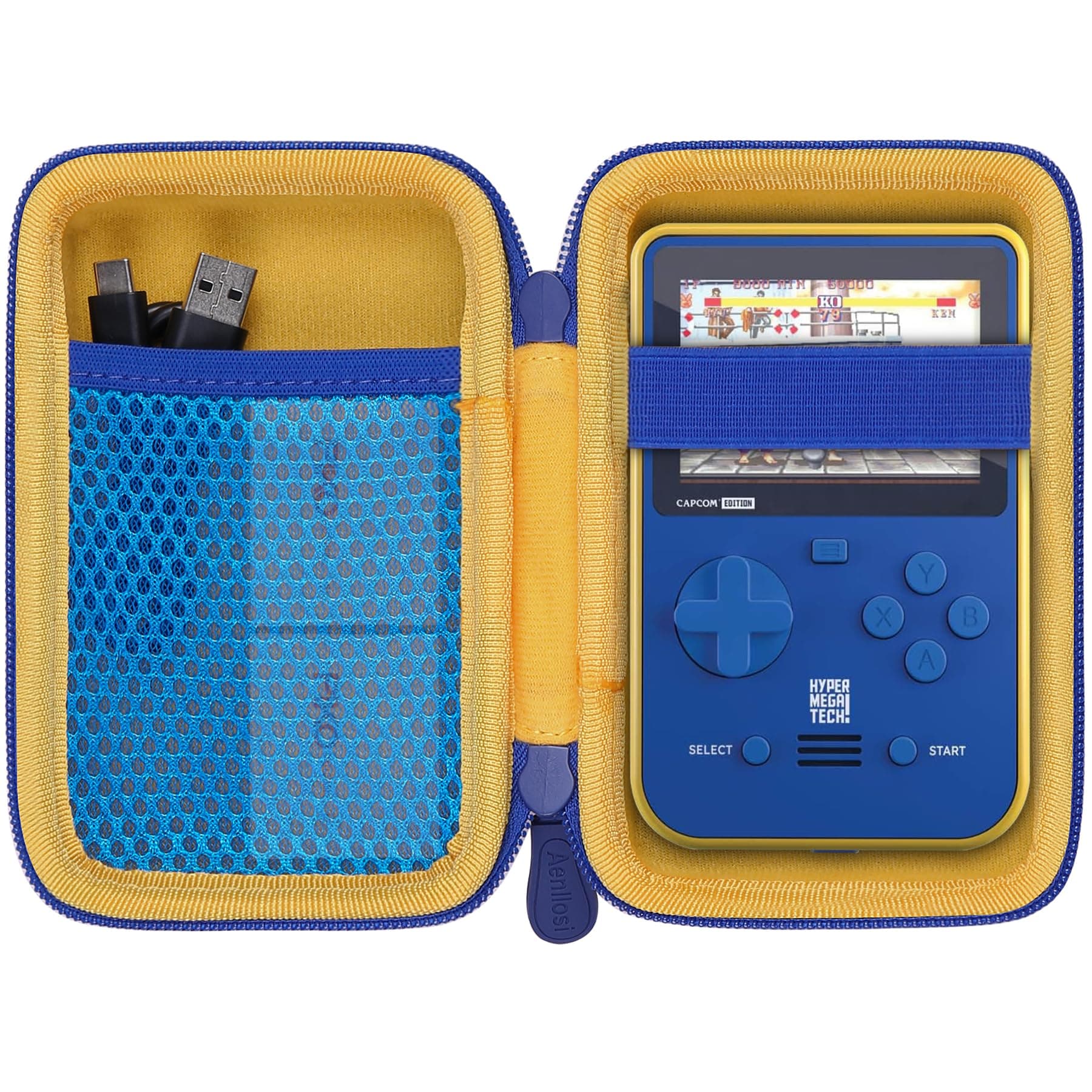 Aenllosi Hard Carrying Case Compatible with Blaze Capcom/Atari/Technos/Taito Super/Neo-Geo/Data East Pocket Arcade Gaming Handhled,Mesh Pocket for USB Cable & Evercade Cartridges(Case Only )