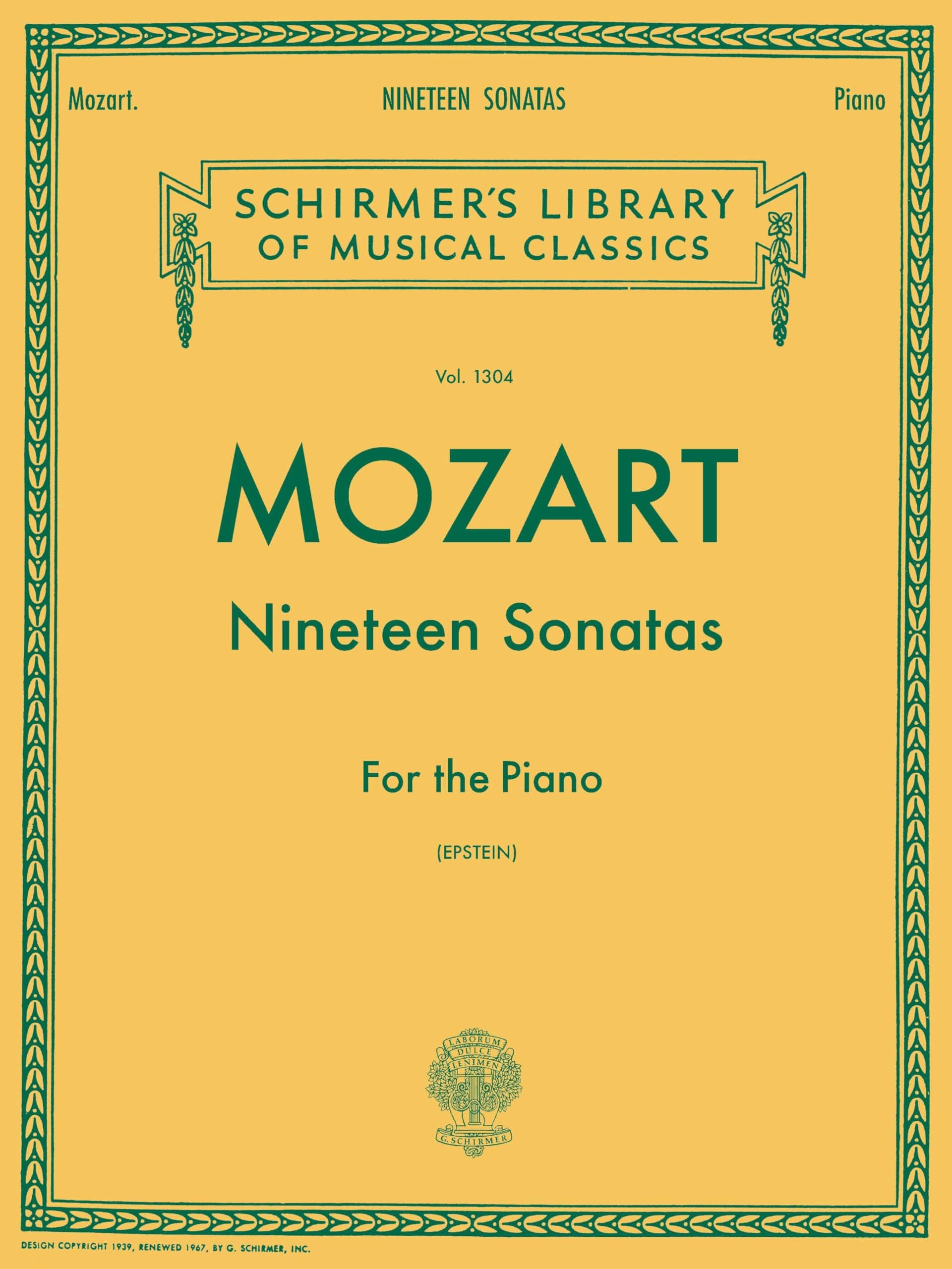 Mozart - 19 Sonatas Complete | Piano Solo Sheet Music | Schirmer’s Library Vol. 1304 | Classical Repertoire for Intermediate to Advanced Pianists