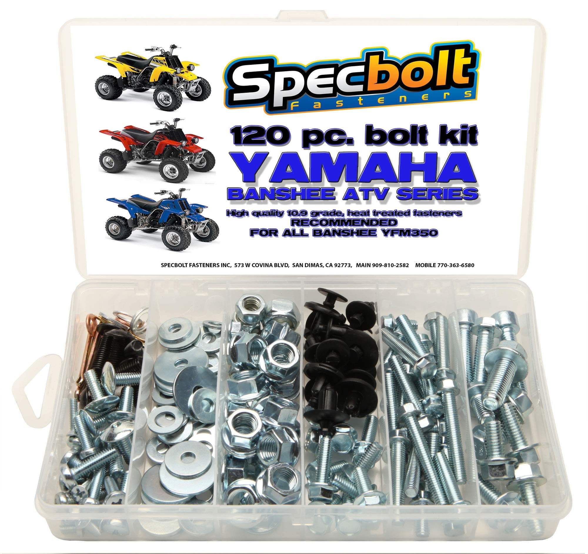 Specbolt Fasteners Brand Bolt Kit. Fits All Yamaha Banshee YFM350 Models ATV(120 pc) Maintenance for Plastics Body Engine Exhaust Frame seat radiators Guards