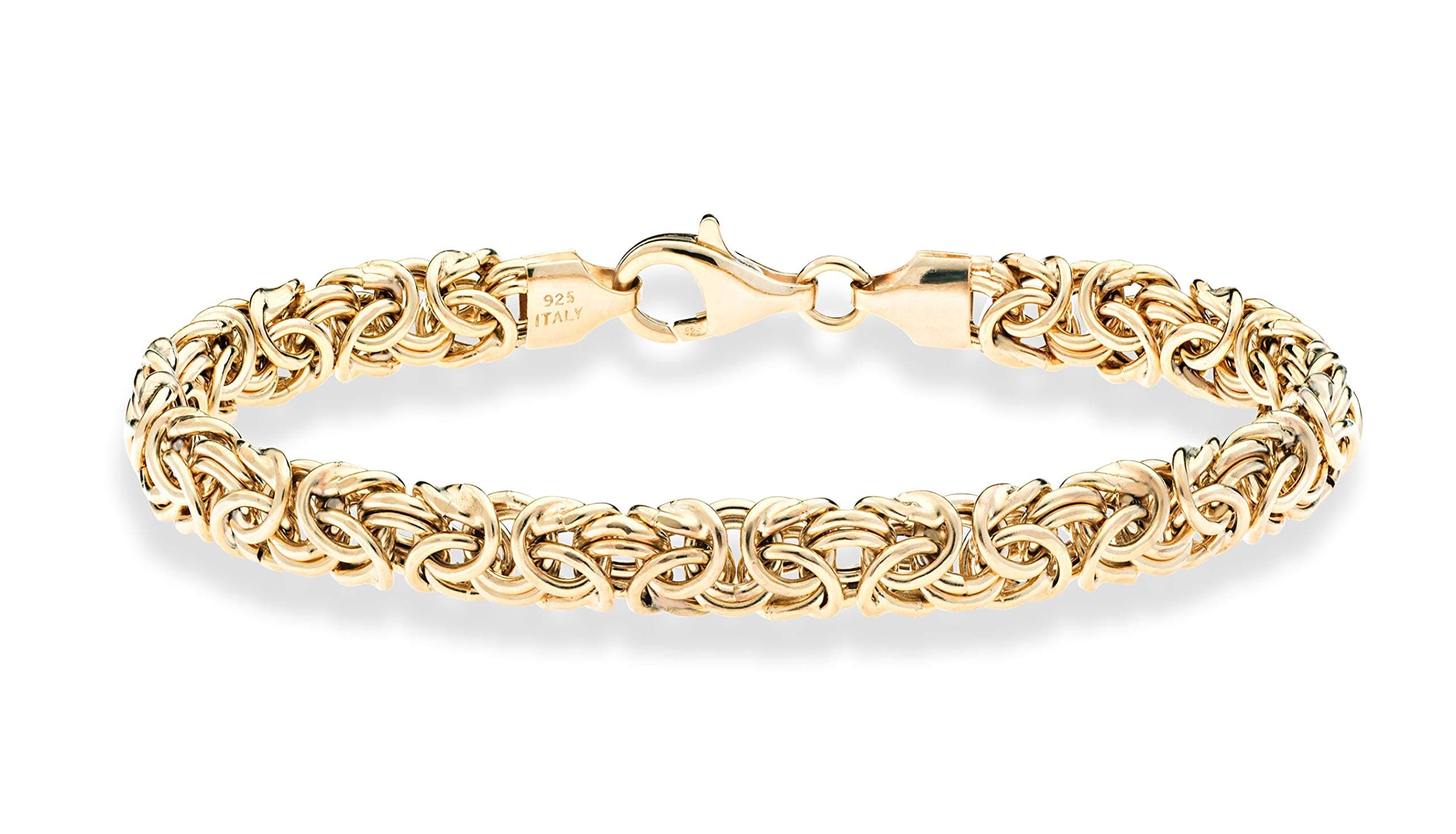Italian 18K Gold Plated 925 Sterling Silver Byzantine Bracelet for Women Handmade in Italy