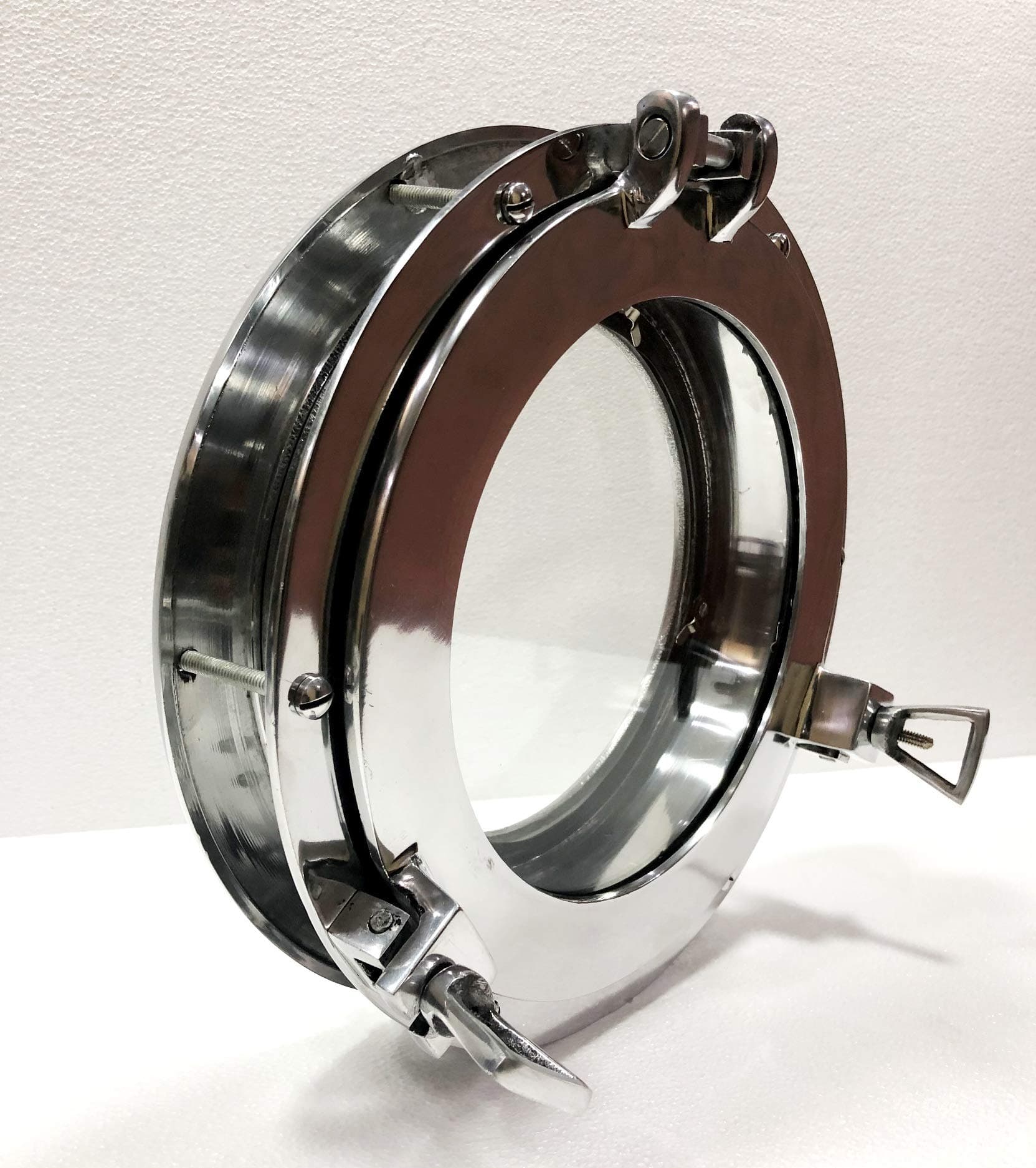 Marine Nautical Store 12" Silver Nickel Door Window Glass Porthole Canal Boat Porthole Home Decor