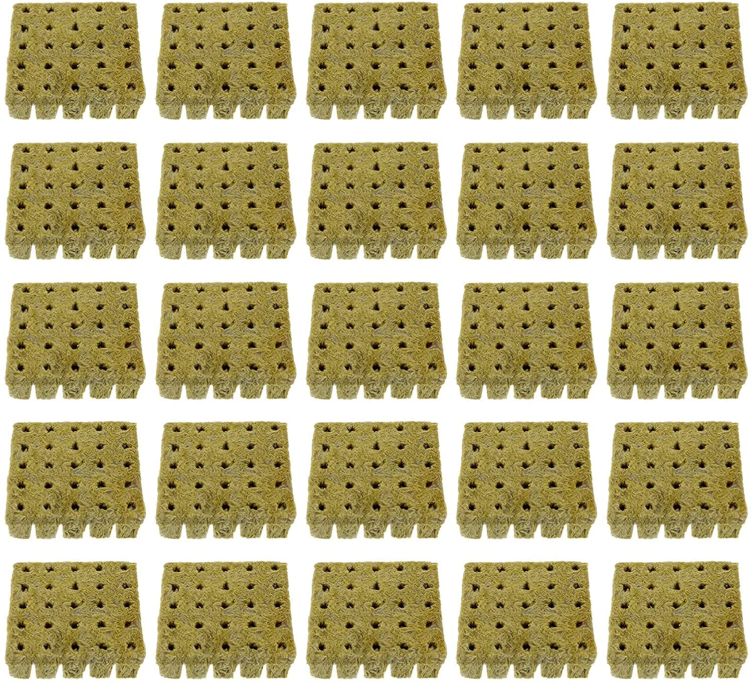 25 Pcs Rockwool Grow Cubes, Starter Plugs with Planting Holes, Hydroponics Cuttable Cubes Tray for Soilless Culture and Transplanting, Starter Pods for Plant Growing Durable and Professional