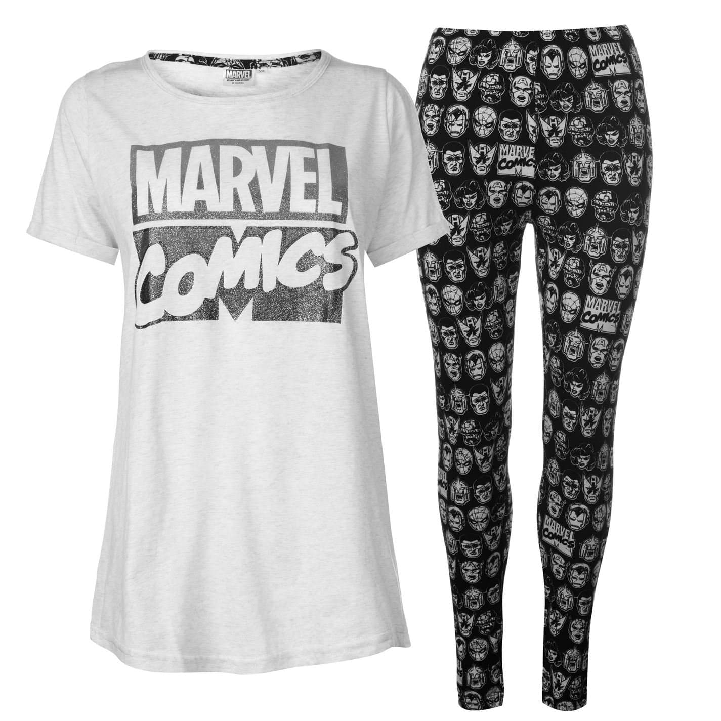 Marvel Comic Womens Pyjamas PJS Nightwear Ladies Two Piece