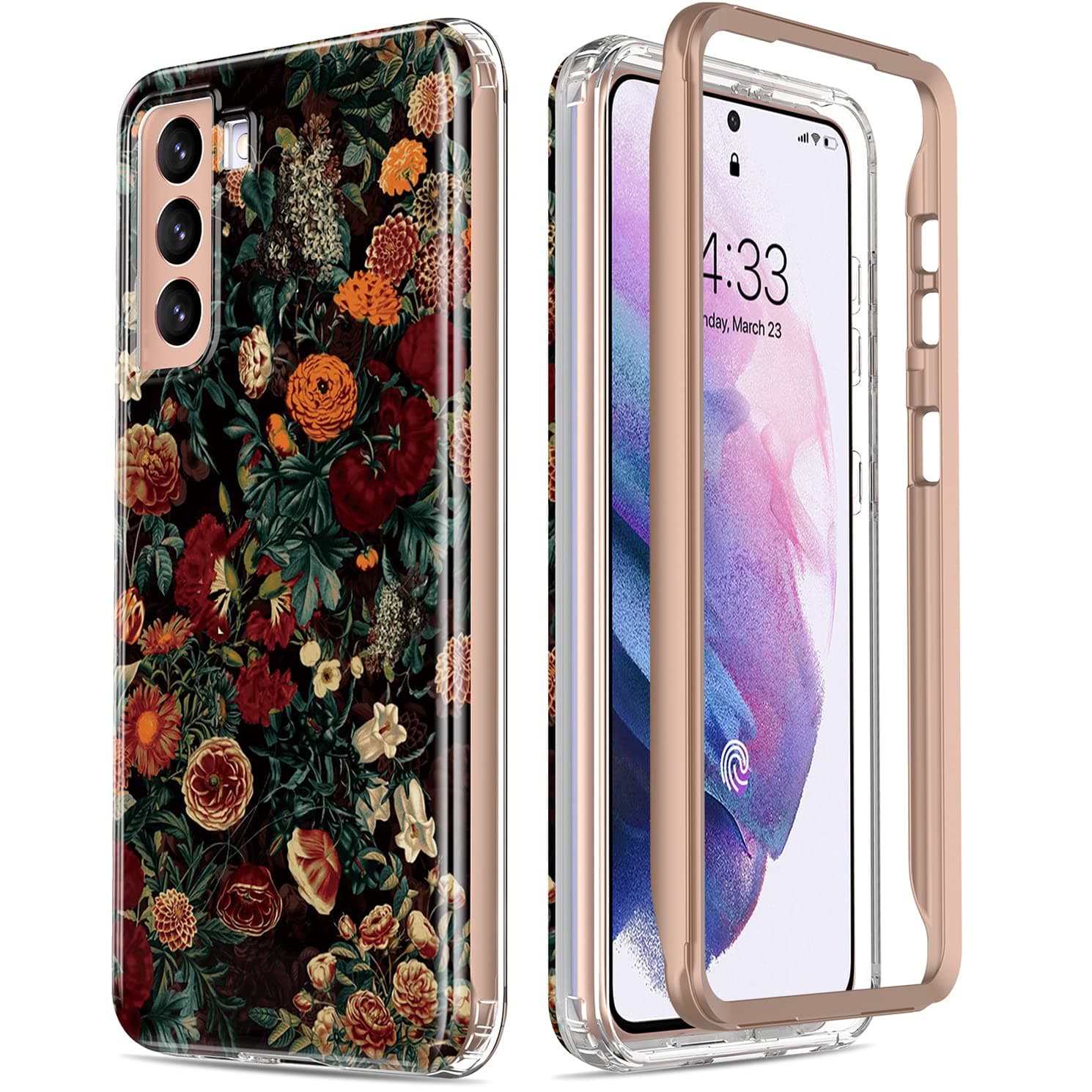 Esdot for Samsung Galaxy S21 Plus Case,Military Grade Passing 21ft Drop Test,Rugged Cover with Fashionable Designs for Women Girls,Protective Phone Case for Galaxy S21 Plus 6.7" Flower Garden
