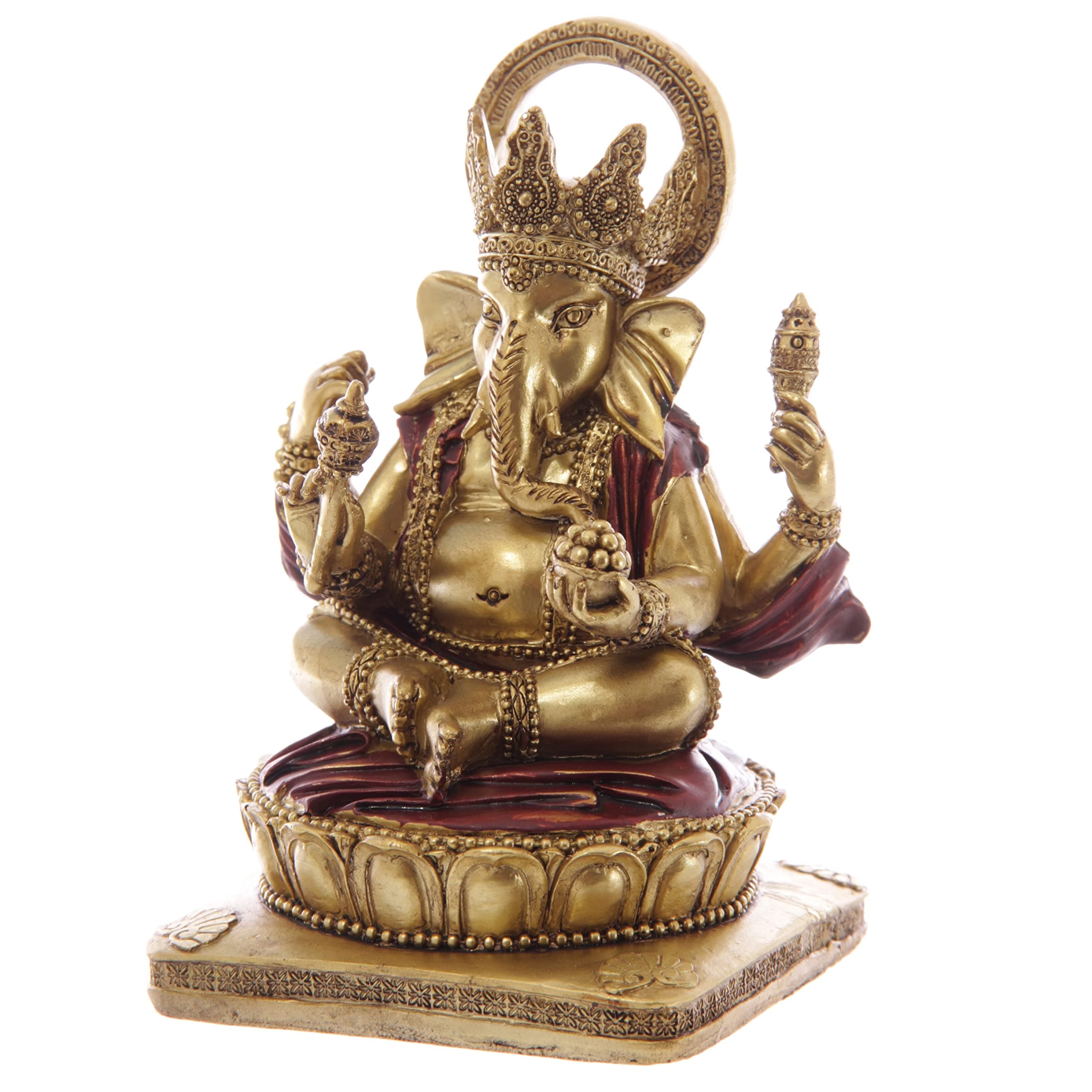 Puckator Gold and Red Ganesh Statue 14cm - Ganesh Ganesha Idol Statue Statues For Home Decor - Ganapati Ganpati Indian Decoration Decorations Home -Hindu Gift Gifts Items For Women