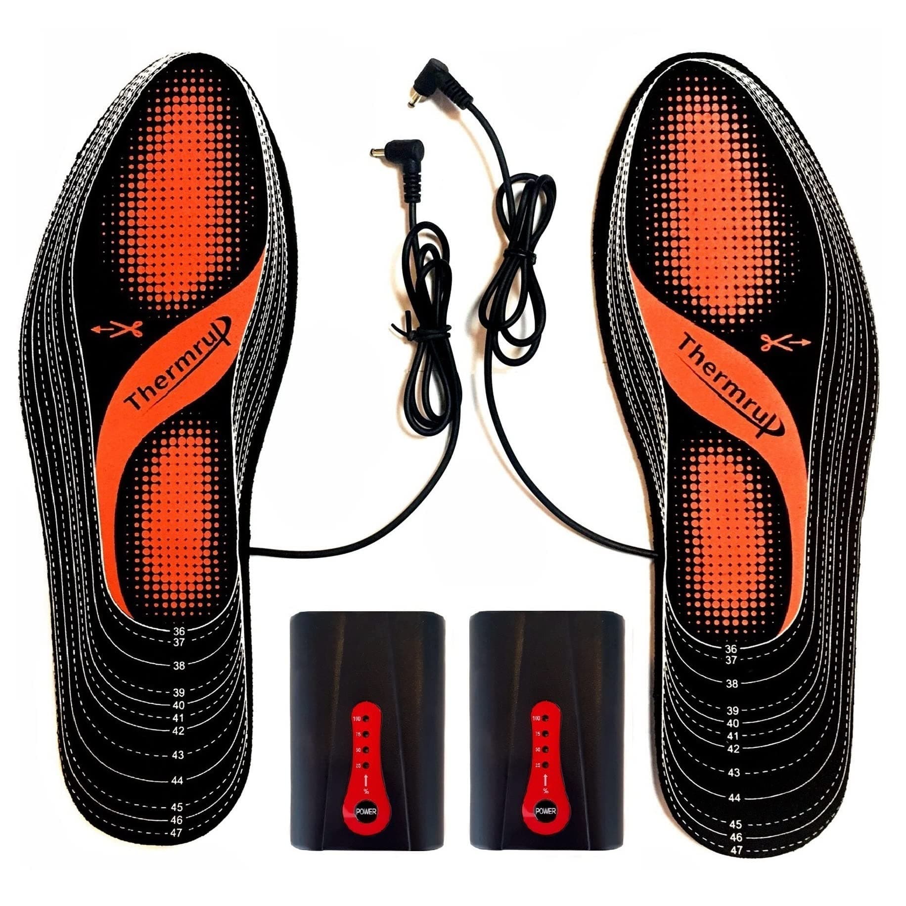 Battery Operated Heated Thermal Insoles (4 Levels), Size: 36-47, Washable
