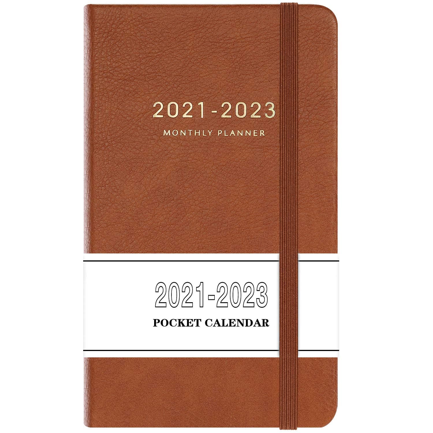 2021-2023 Pocket Calendar - Monthly Pocket Planner (36-Month) with 63 Notes Pages, 3.8" x 6.3", 3 Year Monthly Planner with Contacts, Holidays and Pen Holder, Back Pocket, Gift Box - Brown