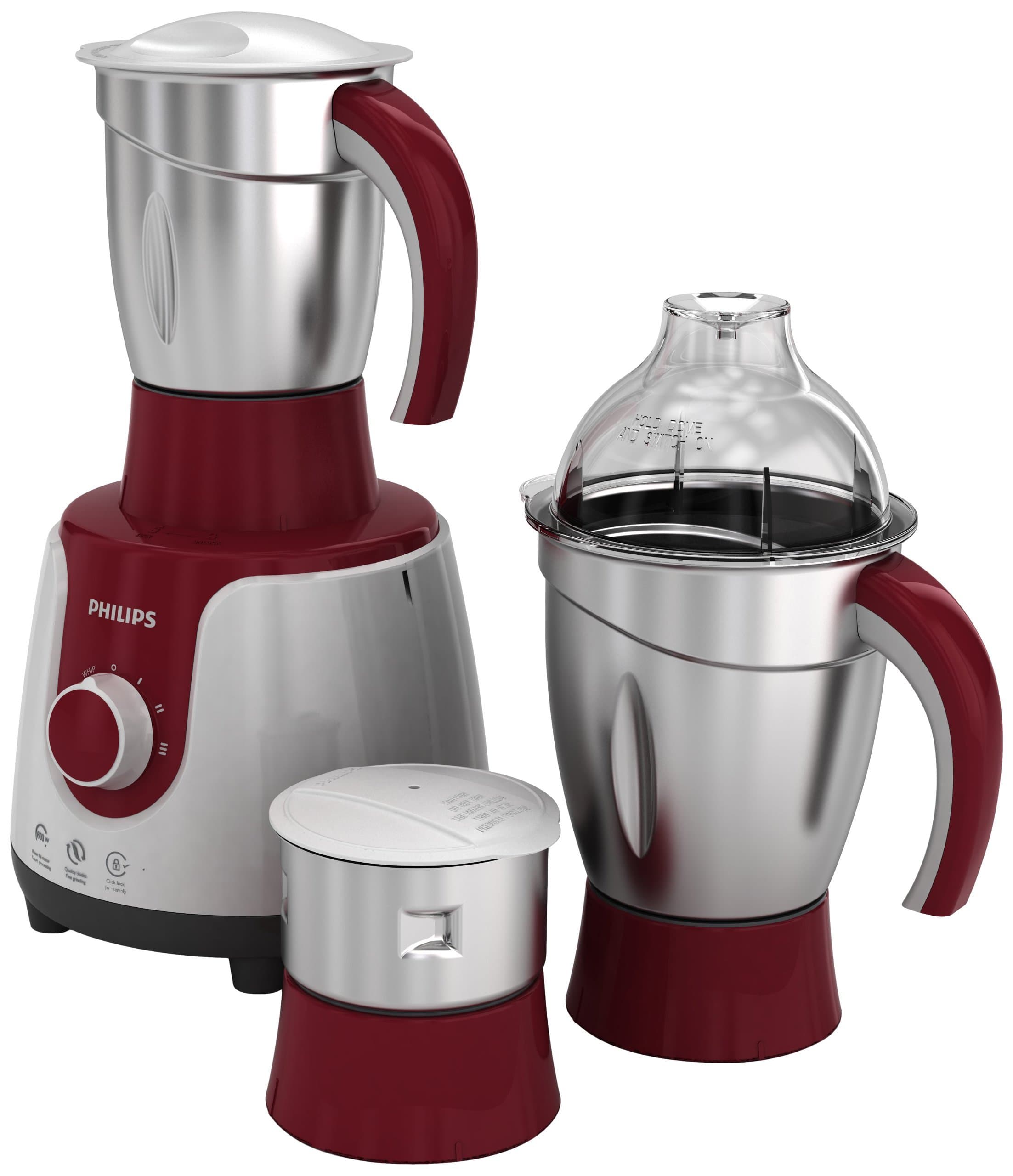 Philips HL 7710 600-Watt Mixer Grinder with 3 Jars (Pistil Red/Bright White/Cashmere Grey)