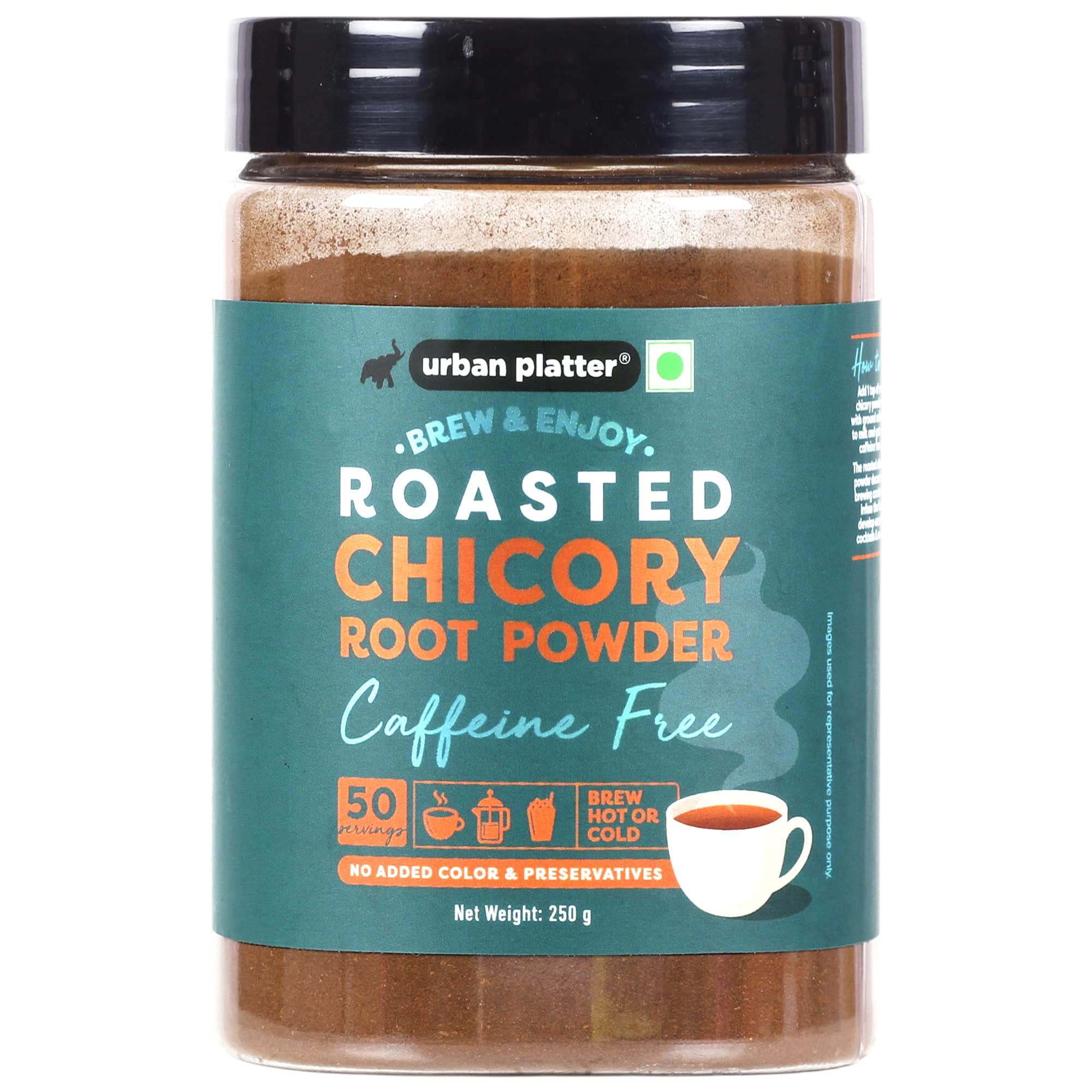 Urban Platter Roasted Chicory Root Powder, 250g (Caffeine Free Coffee Substitute, Roasted and Ground to Perfection, Brew with Coffee and Other Beverages)