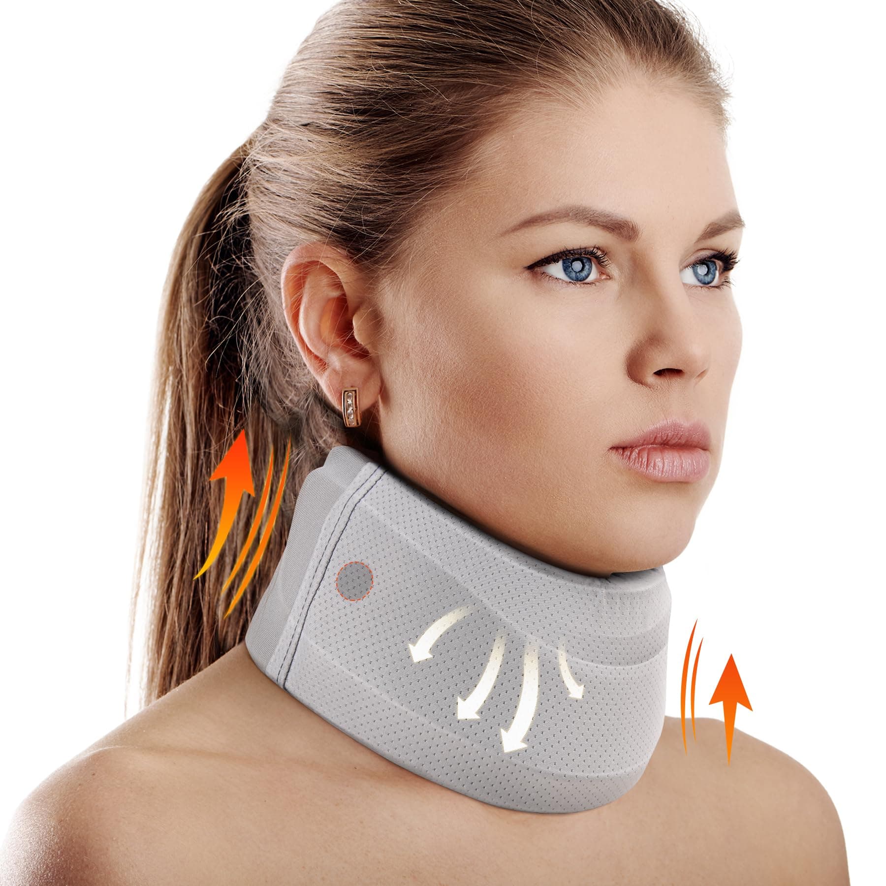 Neck Brace for Neck Pain and Support, Soft Neck Support Relieves Pain & Pressure in Spine for Women & Men, Wrap Align Stabilize Vertebrae Foam Cervical Collar for Sleeping (Grey, M, 3.5" Depth Collar)