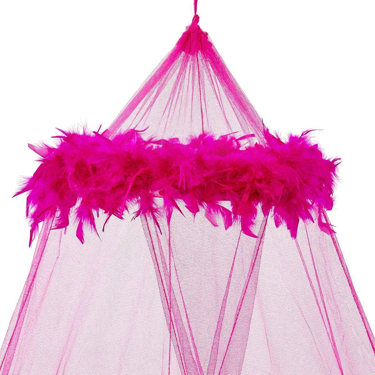 Princess Bed Canopy - Beautiful Childrens Bed Canopy in Pink With Feathers - Quick and Easy To Hang Girls Bedroom Accessories - Perfect Gift for Girls, Daughters and Granddaughters