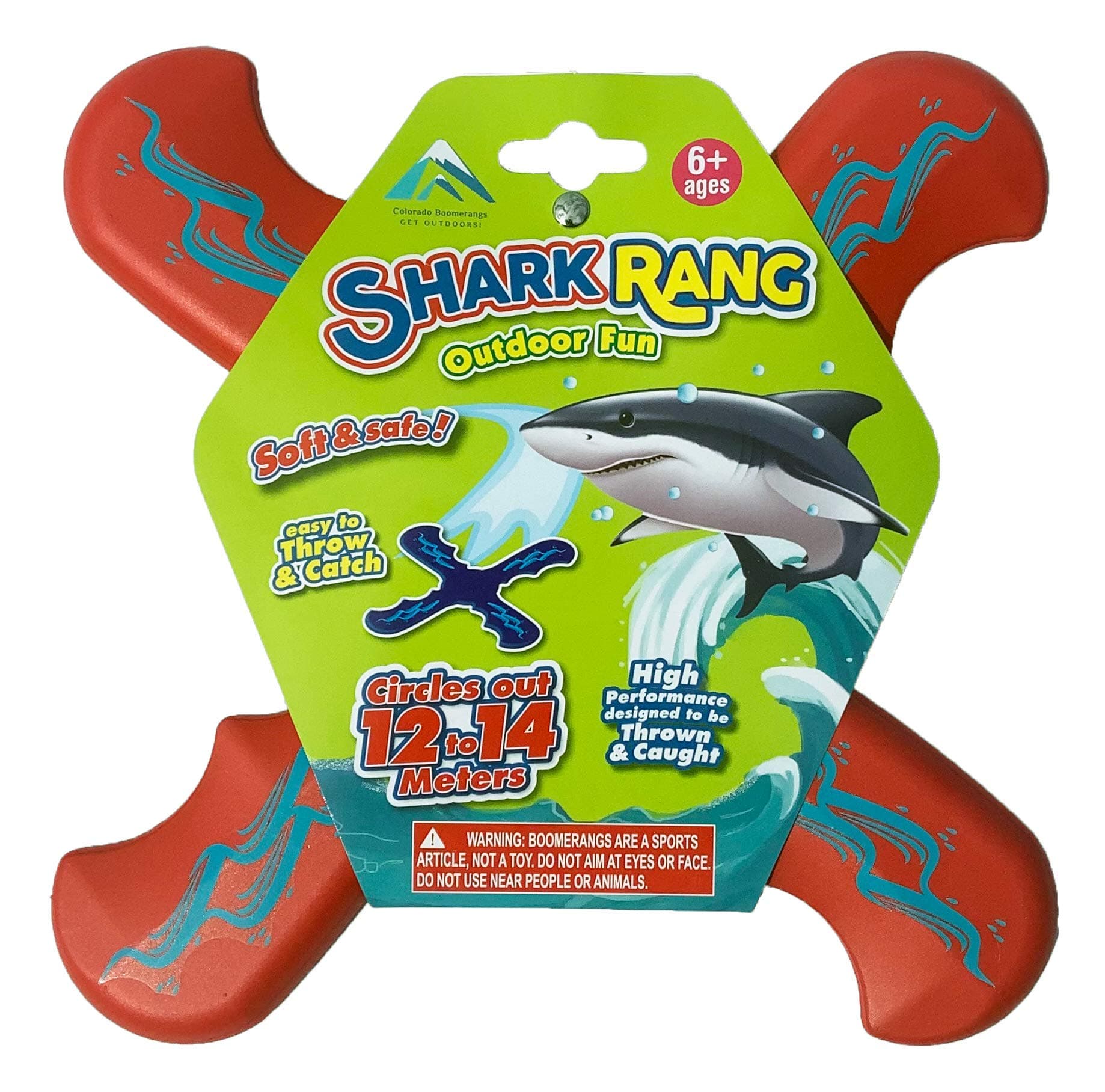 Shark Rang Red Boomerang - Great Beginner Boomerang for Kids or Adults. Soft and Safe.