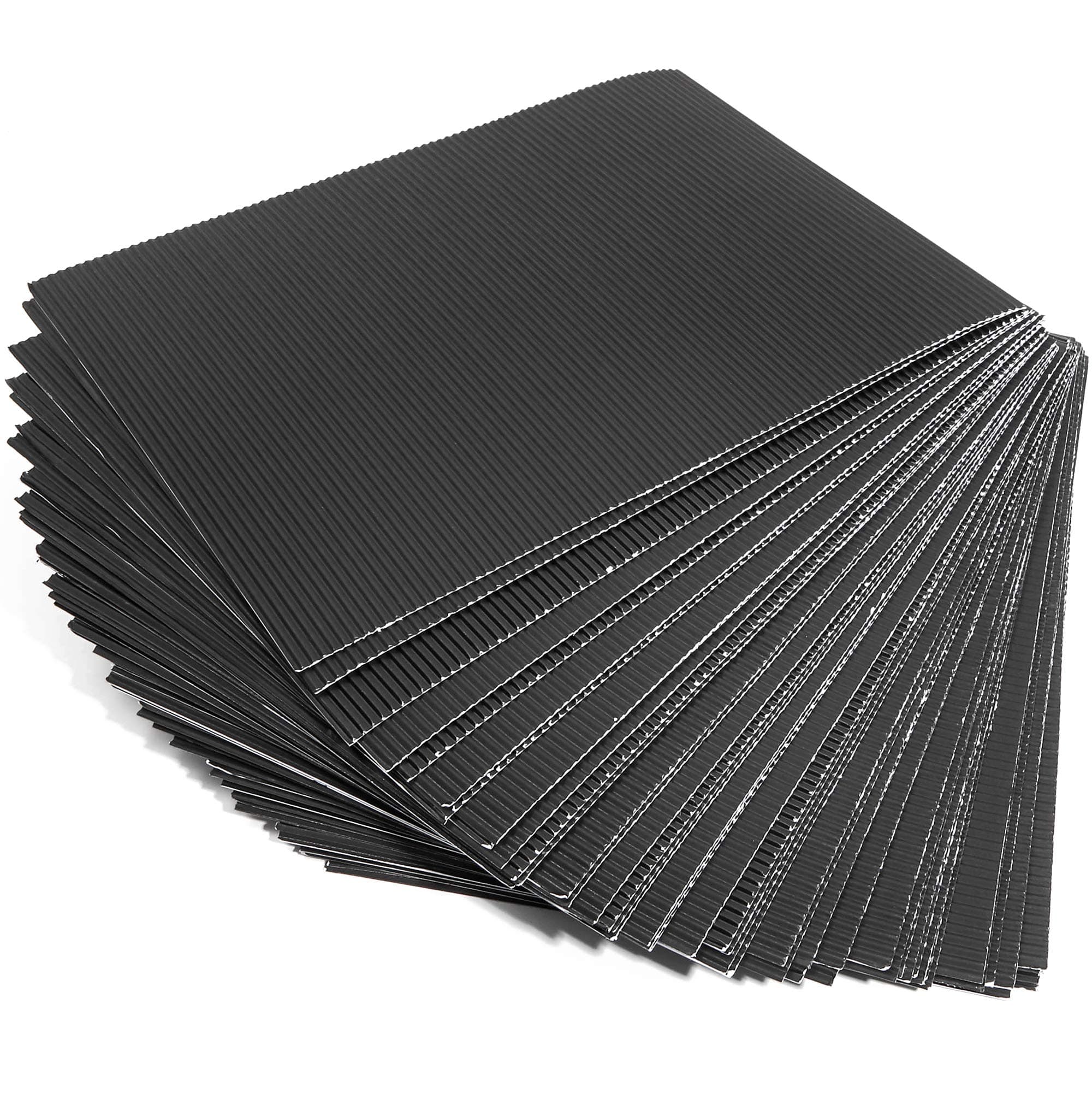 Bright Creations Corrugated Cardboard Paper Sheets (8.5 x 11 in, Black, 48-Pack)