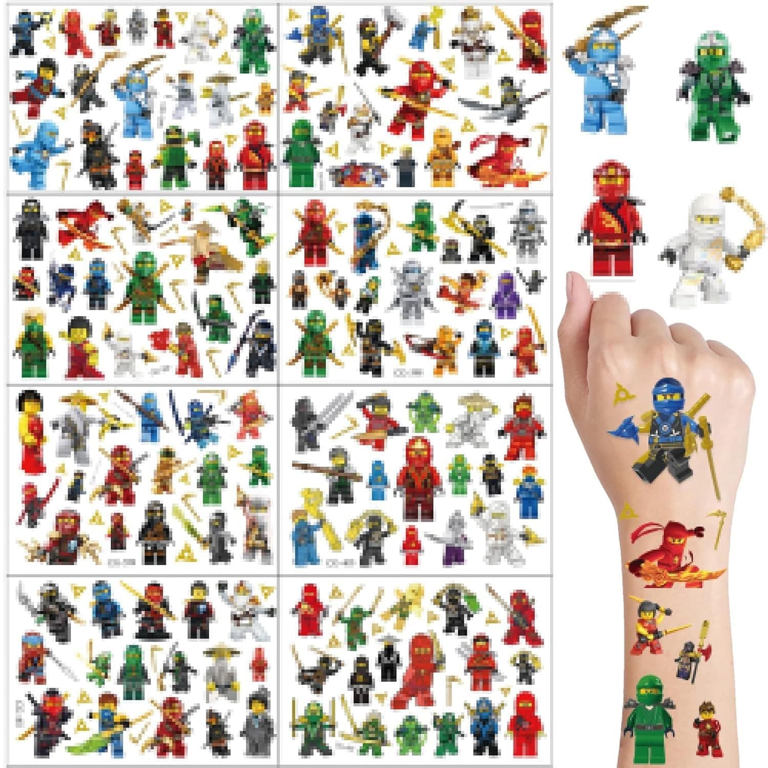 8 Sheets Temporary Tattoo Stickers for Fans, 96 PCS Anime Birthday Party Supplies Favors Stickers for Classroom School Prize Fans Carnival