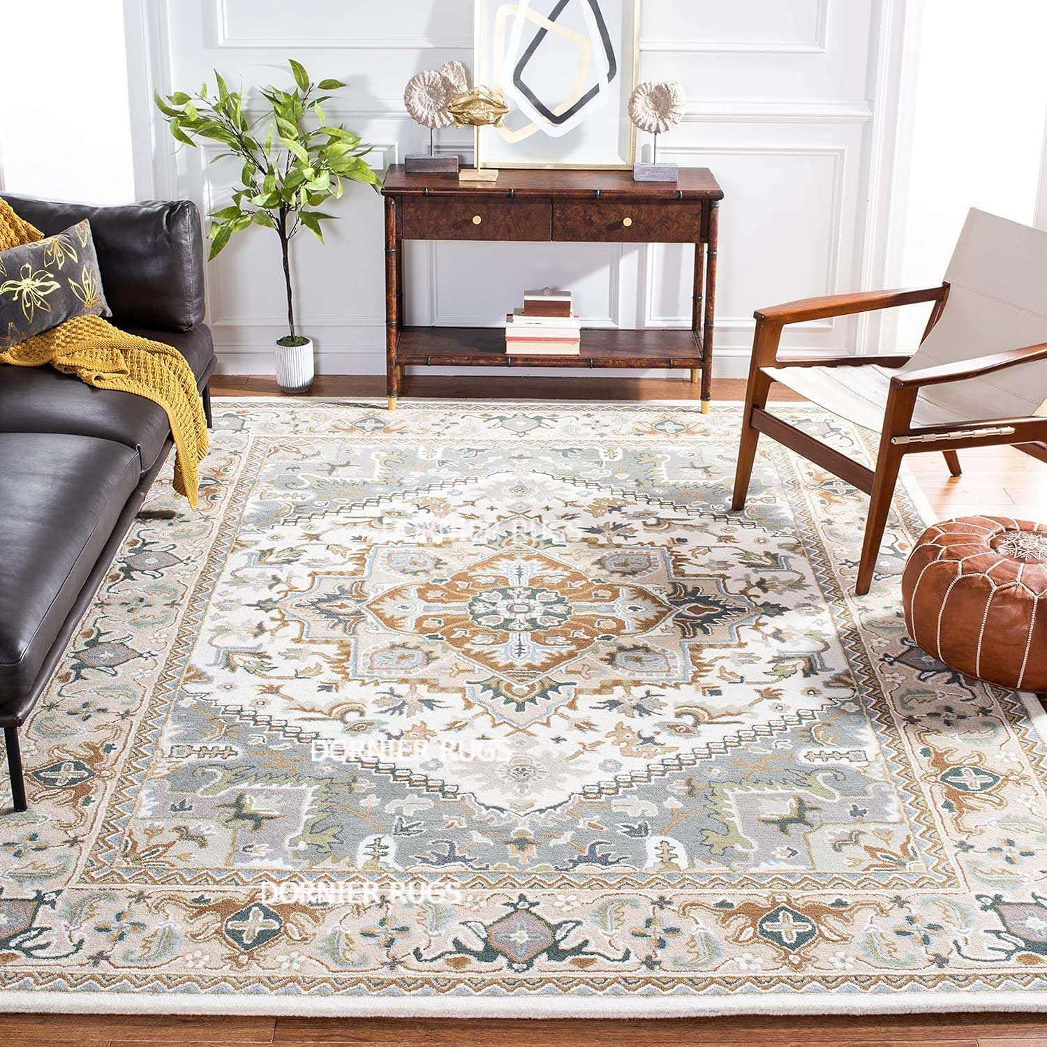 Hi-Fi Carpets Handmade Blended Pure Woollen Geometrical Carpet for Living Room Bedroom Living Room Home Size 3X5 FEET Carpet