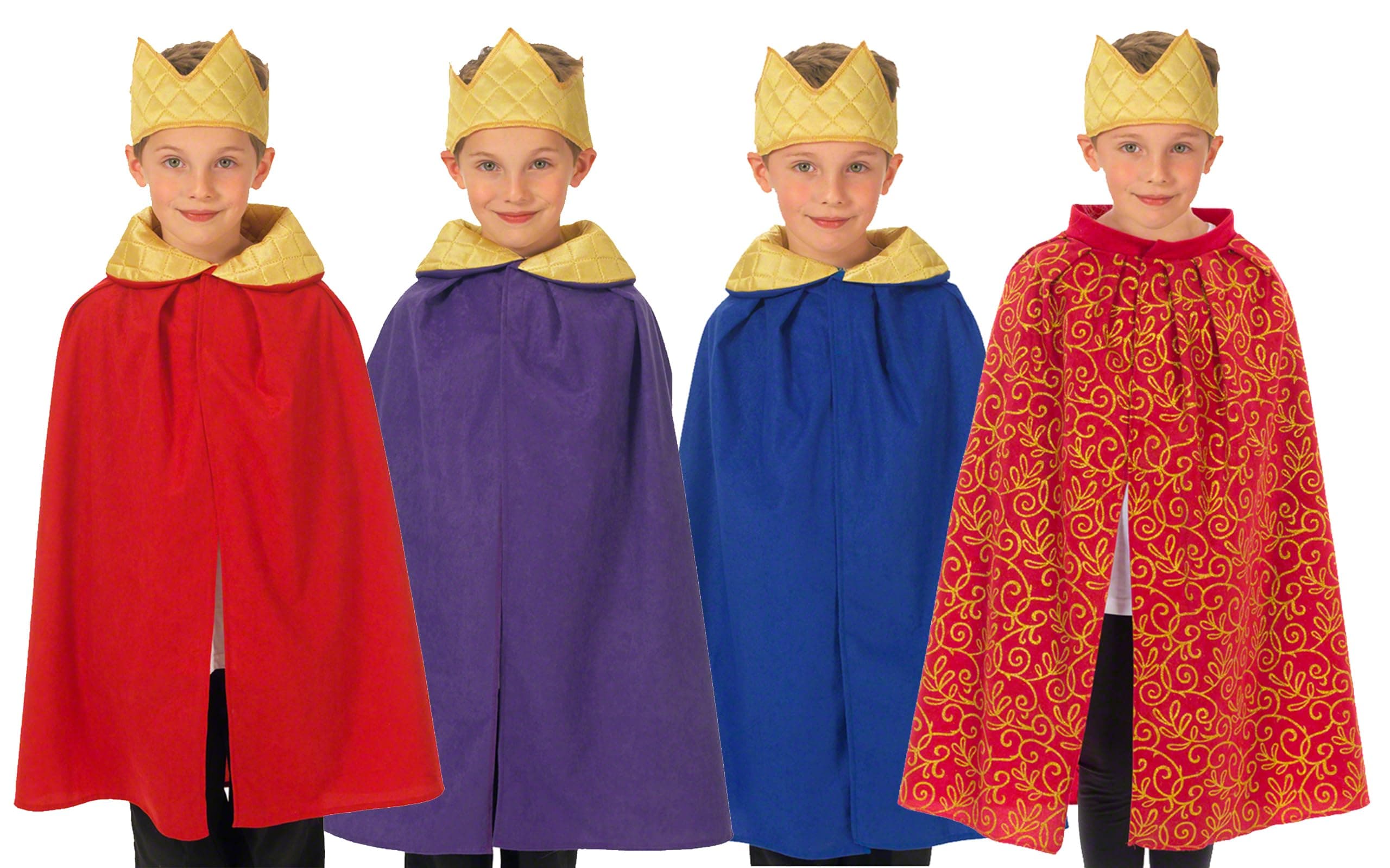 Charlie Crow King or Queen cloak Nativity/Christmas Costume for Kids | Two Sizes | Six colours available.