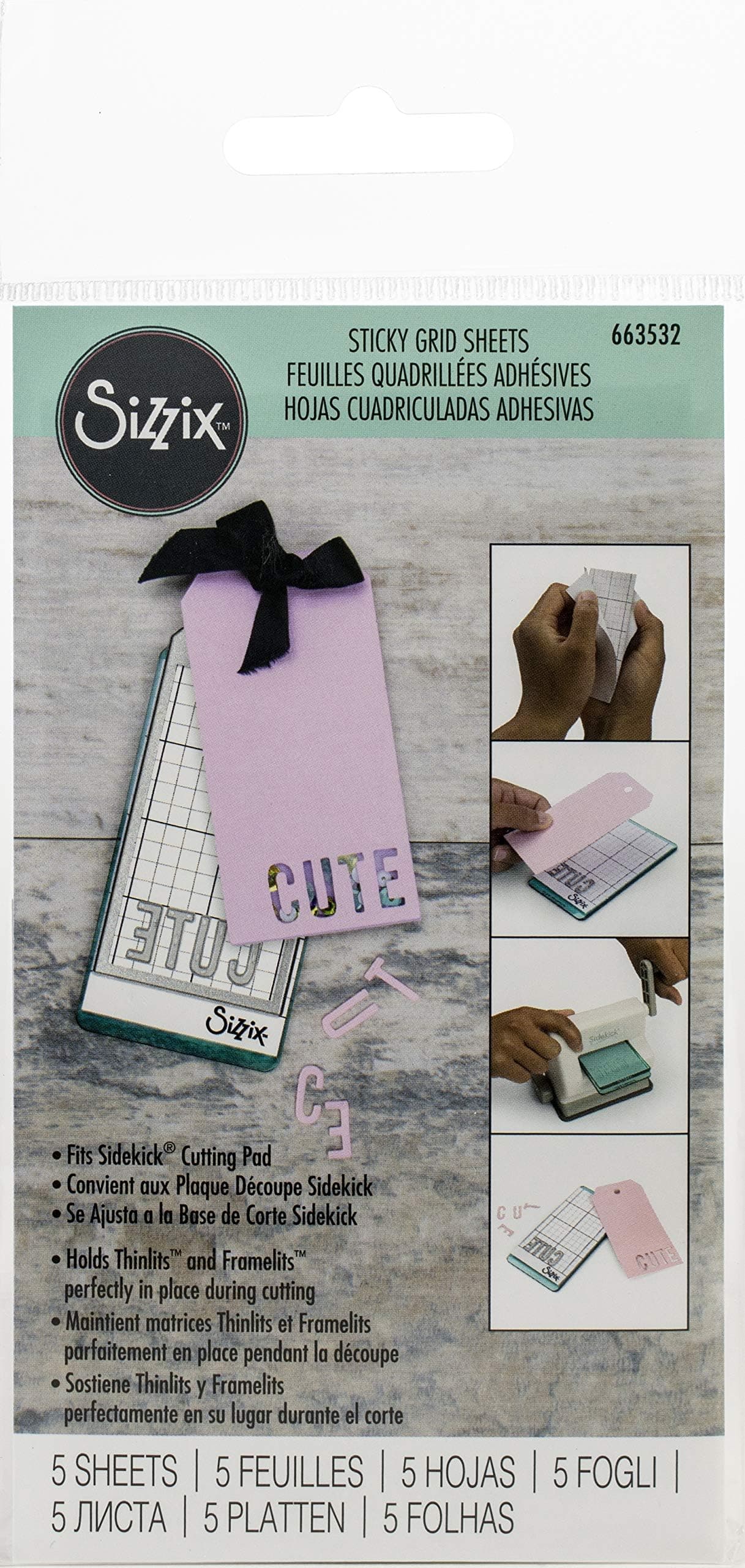 Sizzix Sidekick Sticky Grid 2.5"X4.75" 5/Pkg