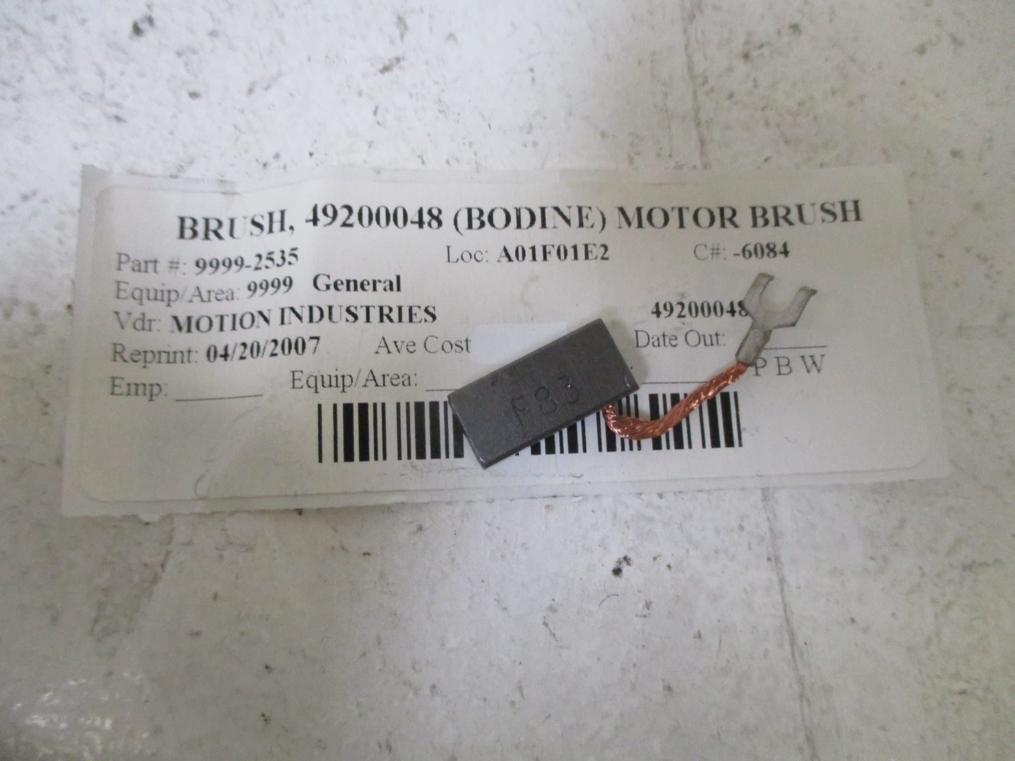 BODINE ELECTRIC 492-00048 for 42A PMDC GEARMOTORS/MOTORS, PRICE PER INDVIDUAL, BRUSH