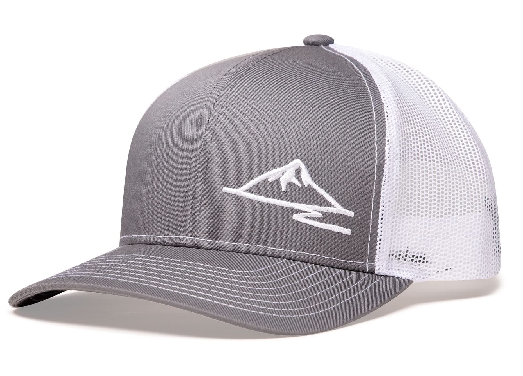 Snapback Trucker Hat, Mountain, Graphite/White