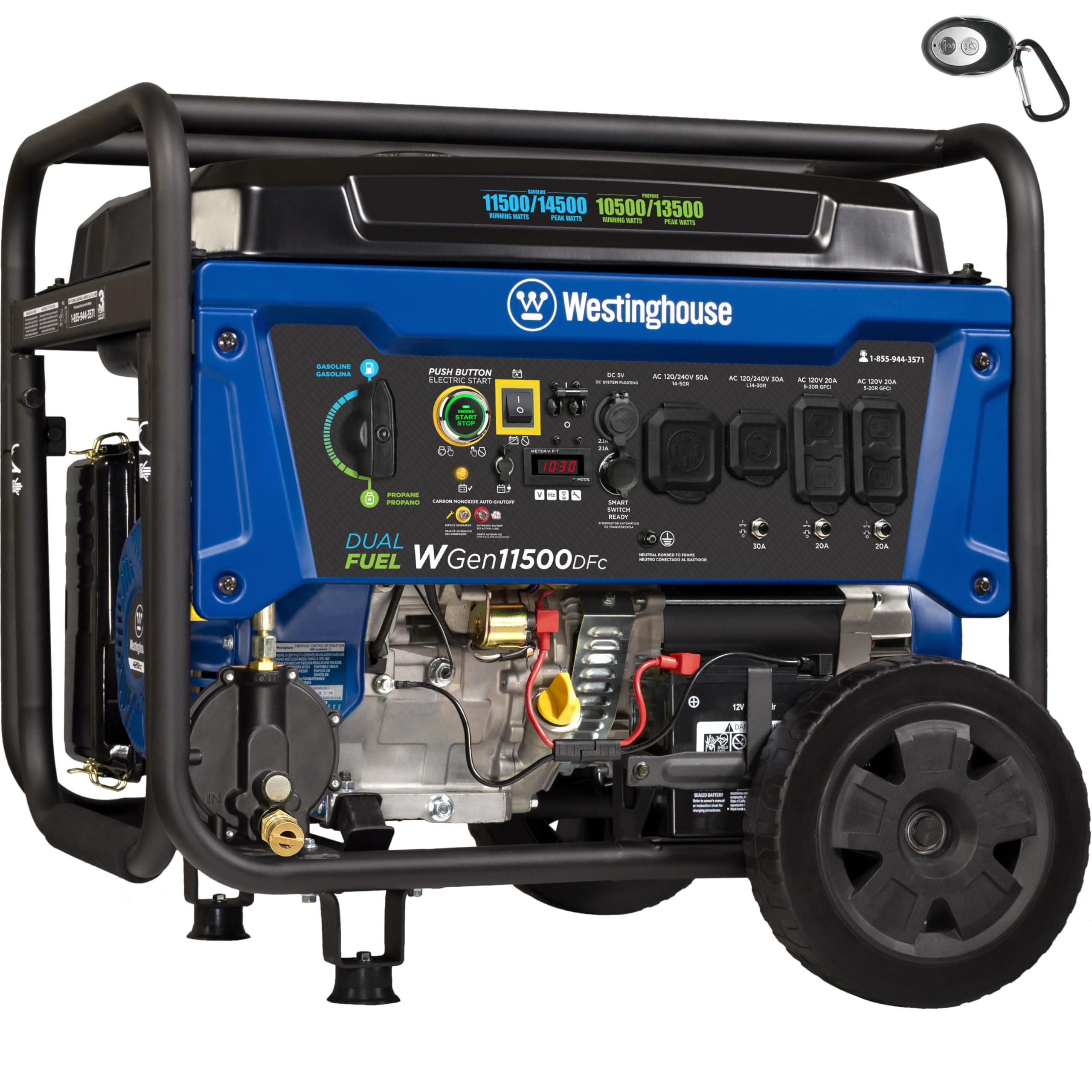 Outdoor Power Equipment 14500 Peak Watt Dual Fuel Home Backup Portable Generator, Remote Electric Start, Transfer Switch Ready, Gas and Propane Powered