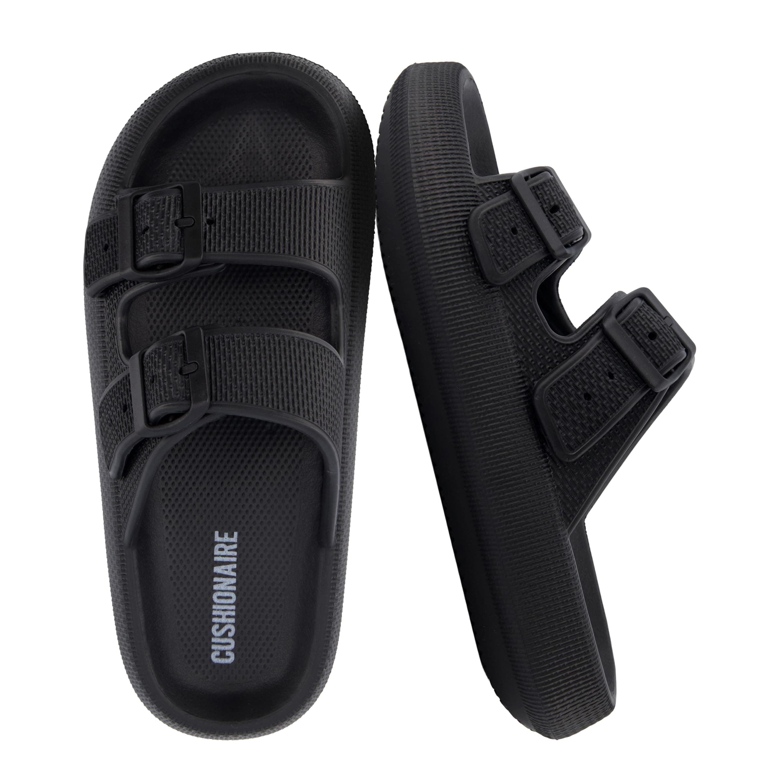 CUSHIONAIRE Fame Pillow Recovery Sandals for Women, Adjustable Double Buckle Waterproof EVA Cloud Slides for Women