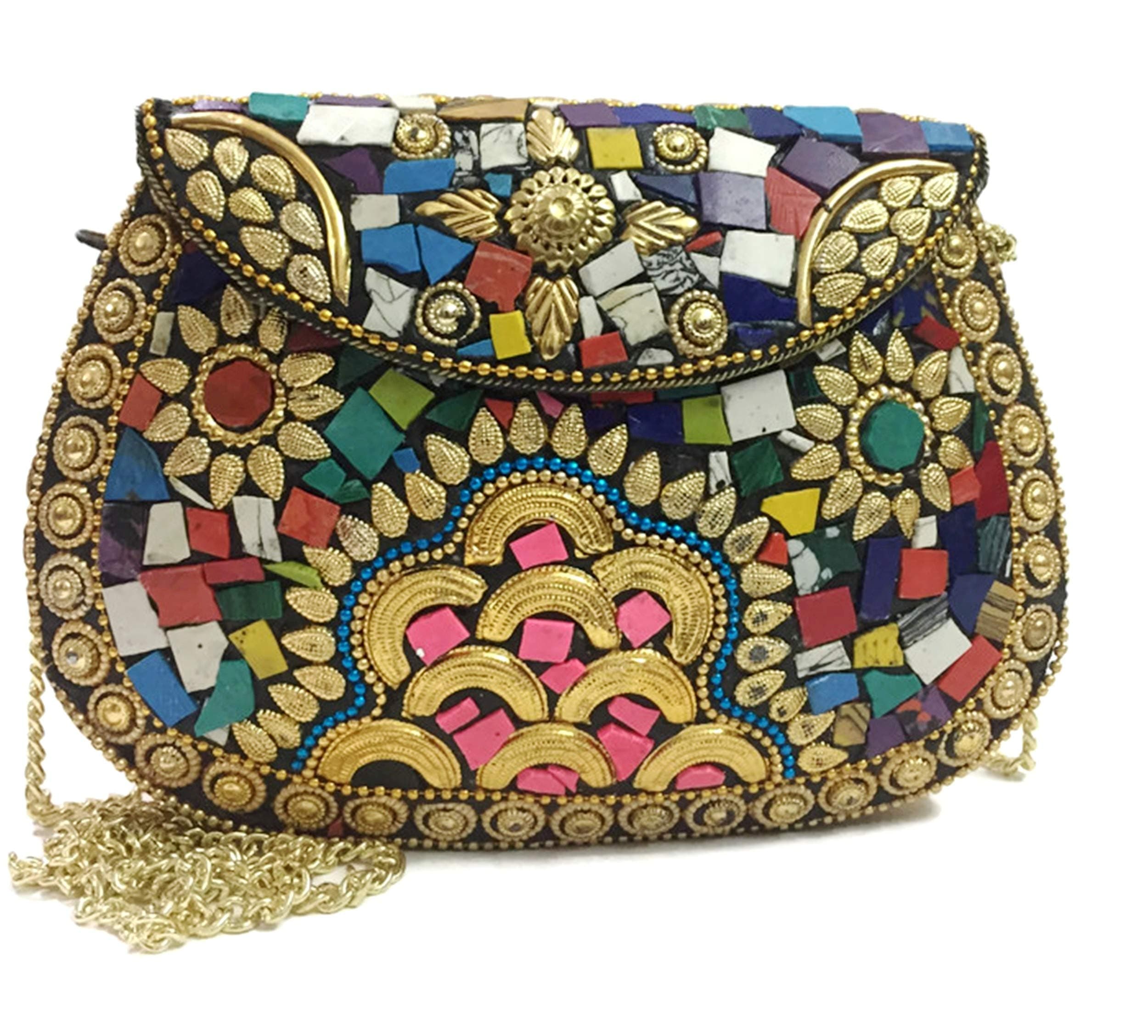 Shell mop bag metal mosaic clutch Wallet purse party bag for women Wedding Box Clutch for Women