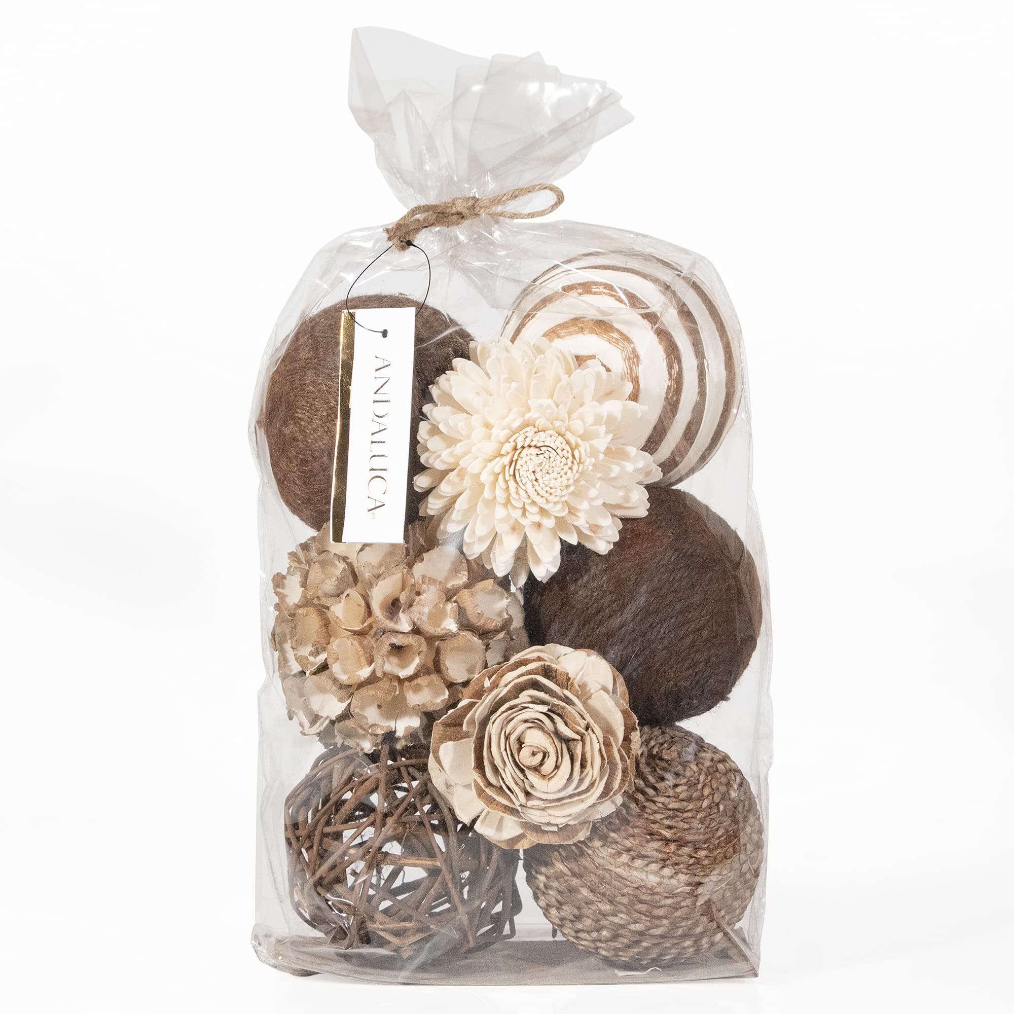 ANDALUCA Decorative Balls Bowl Filler Beige Orbs Floral Home Decor (Cocoa Floral)