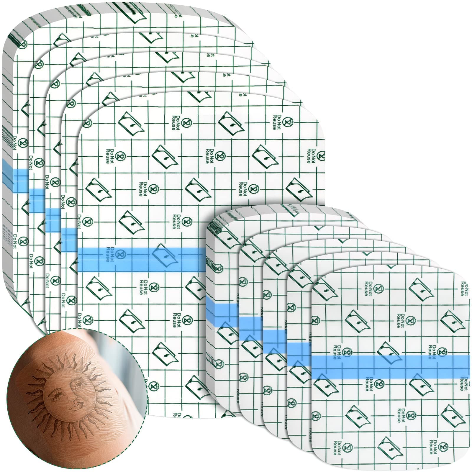 60 Pieces Tattoo Bandage Waterproof Adhesive Plastic Second Skin Cover Transparent Bandage Tape Tattoo Protection Film Bandages Supplies 2 Sizes, 3.9 x 5.1 inch and 5.9 x 7.7 inch