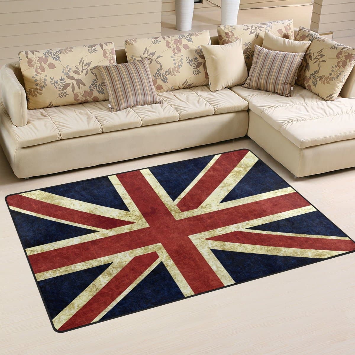 Use7 Vintage Union Jack British Area Rug Rugs Non-Slip Floor Mat Doormats Living Room Bedroom 100 x 150 cm(3 x 5 feet)