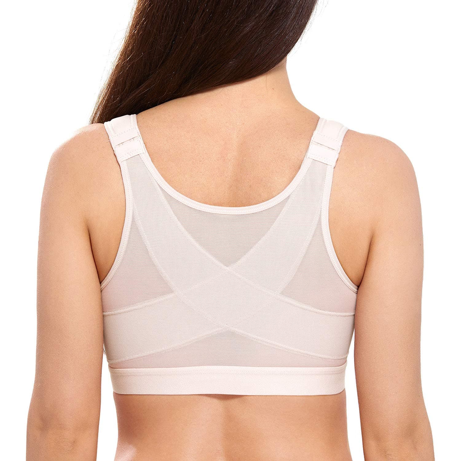 DELIMIRA Women's Full Coverage Front Closure Wire Free Back Support Bra
