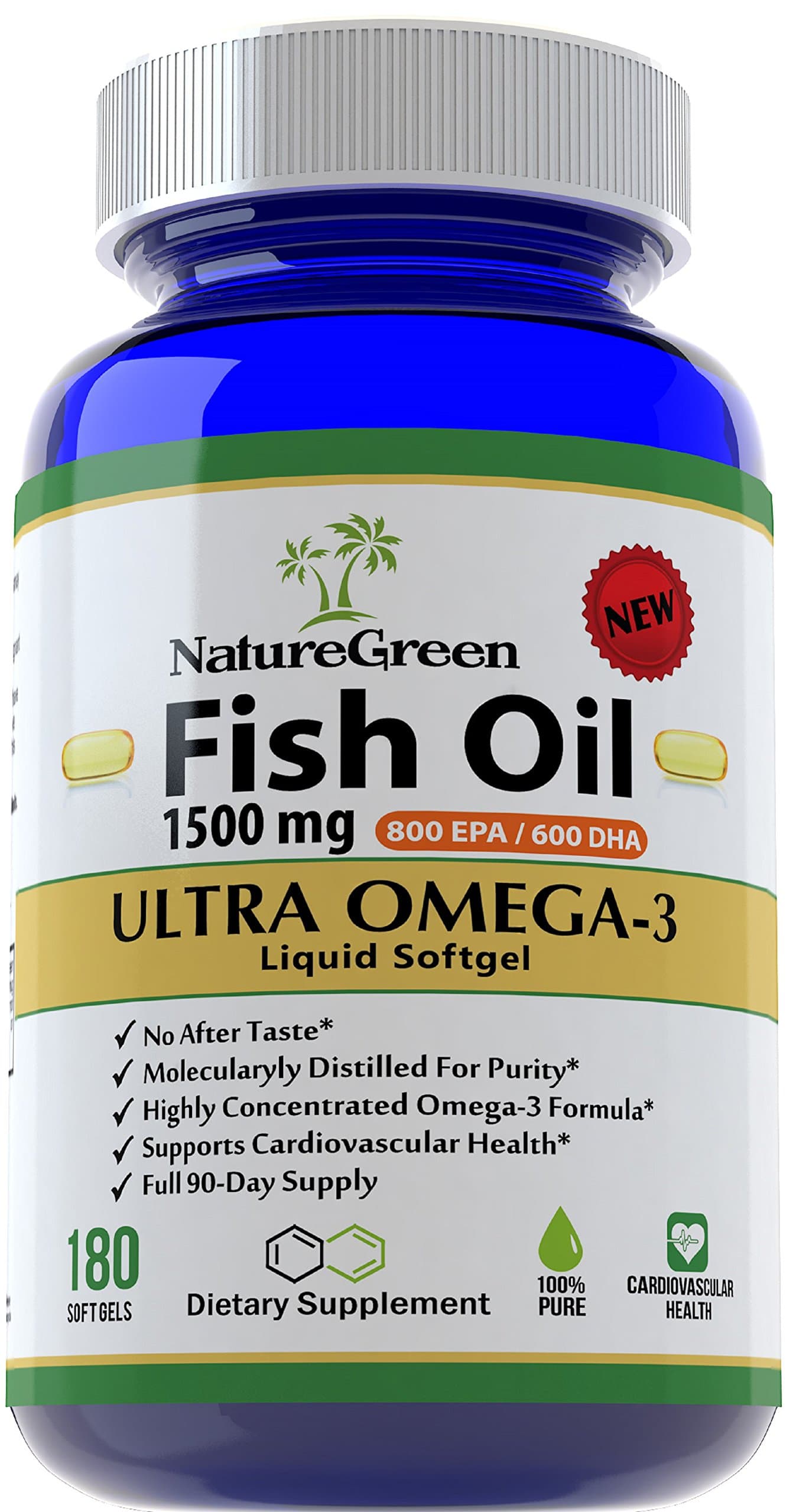 Fish Oil Omega 3 Capsules 1500mg -Liquid Pills With EPA DHA Vitamin Supplements Benefits–Best Omega-3 Fatty Acids vitamin Softgel Heart Health Nutrition-Dietary Nutritional Supplement-Antioxidants-100% Money Back GUARANTEED!Made in USA(180 Softgels)
