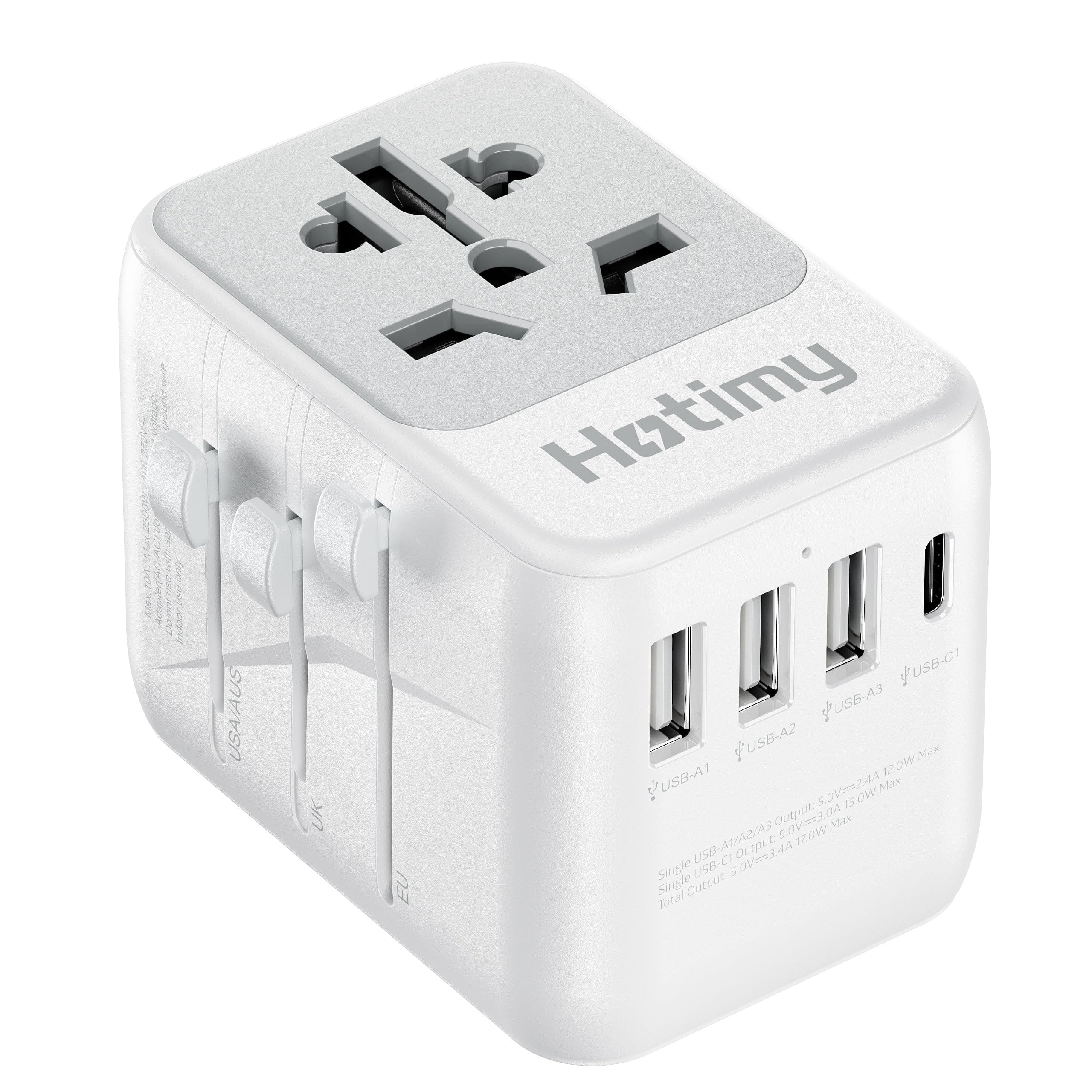 Universal Travel Adapter with USB C, Travel Plug Adapter Worldwide with 1 USB C and 3 USB A, International Travel Adapter Dual 10A Fuses All in One Universal Plug Adaptor for US EU AU UK