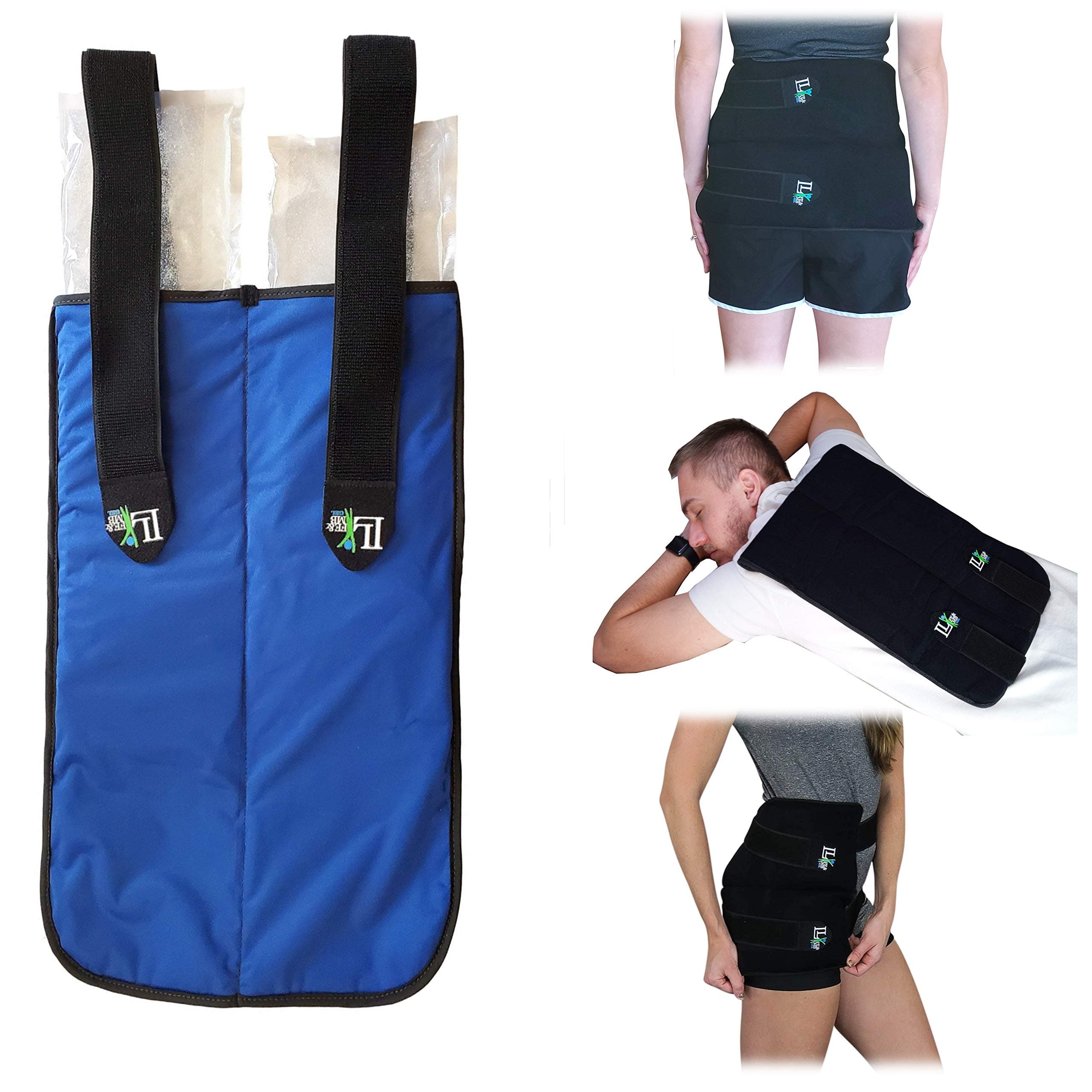 30cm x 50cm Large / Extra Large Hot Thermal / Ice Cold Compress Therapy Gel Pack Wrap with 2 Sets of Gel Inserts and Extended 70cm Strapping