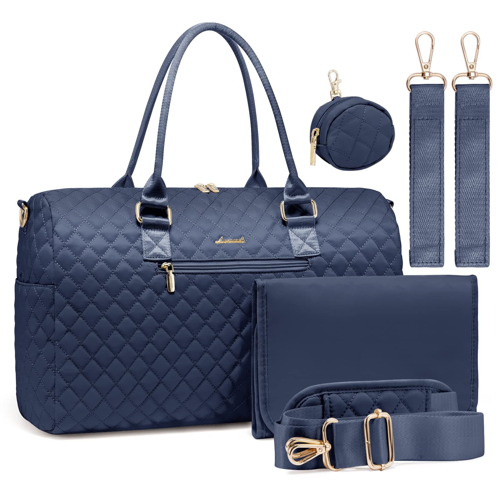 LOVEVOOK Diaper Bag Tote with Pacifier Case and Changing Pad, Large Capacity Mommy Bag for Hospital and Weekender Travel, Functional Baby Bag Newborn Baby Essential, Blue