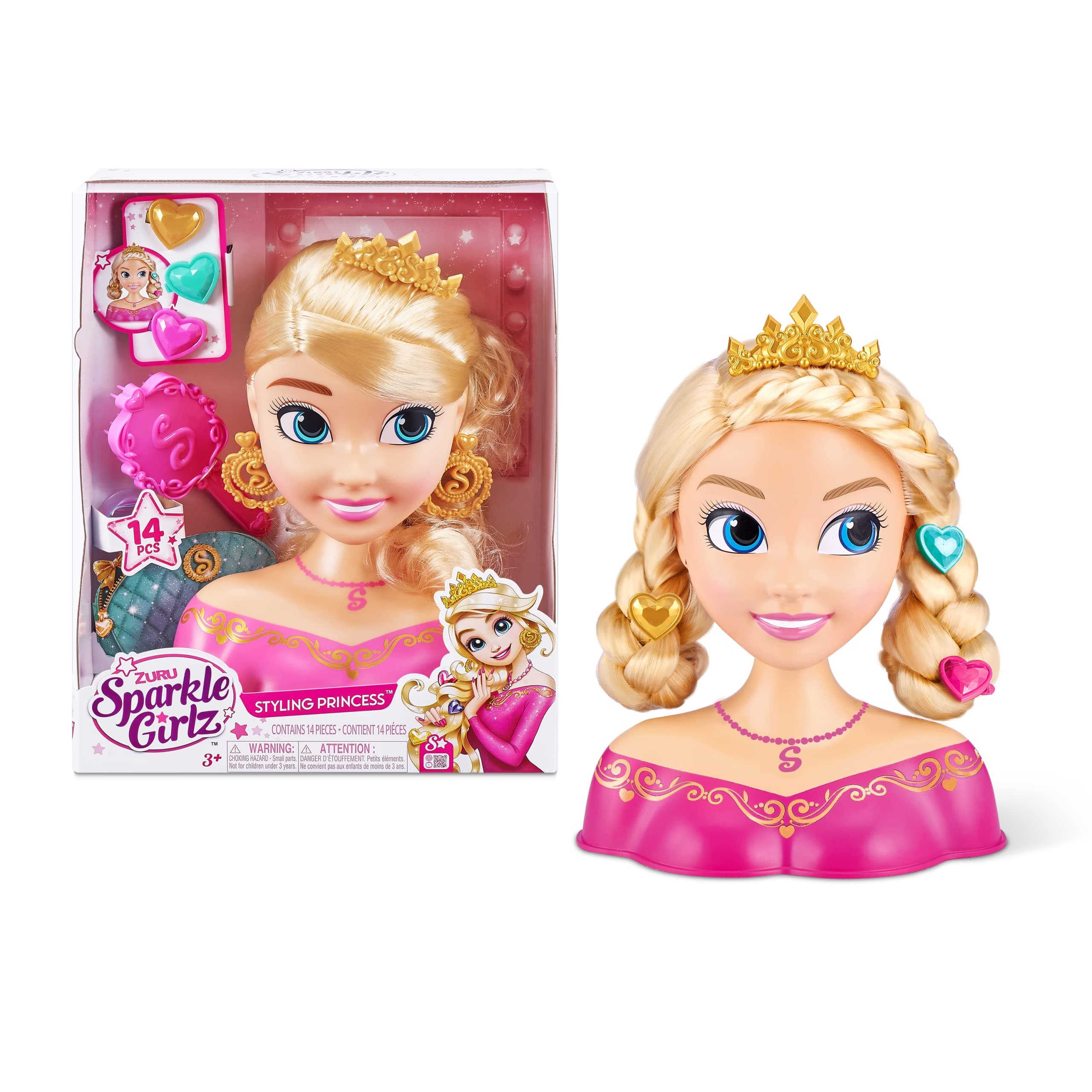 Sparkle Girlz Princess Hair Styling Head by ZURU, 22.5044 cm