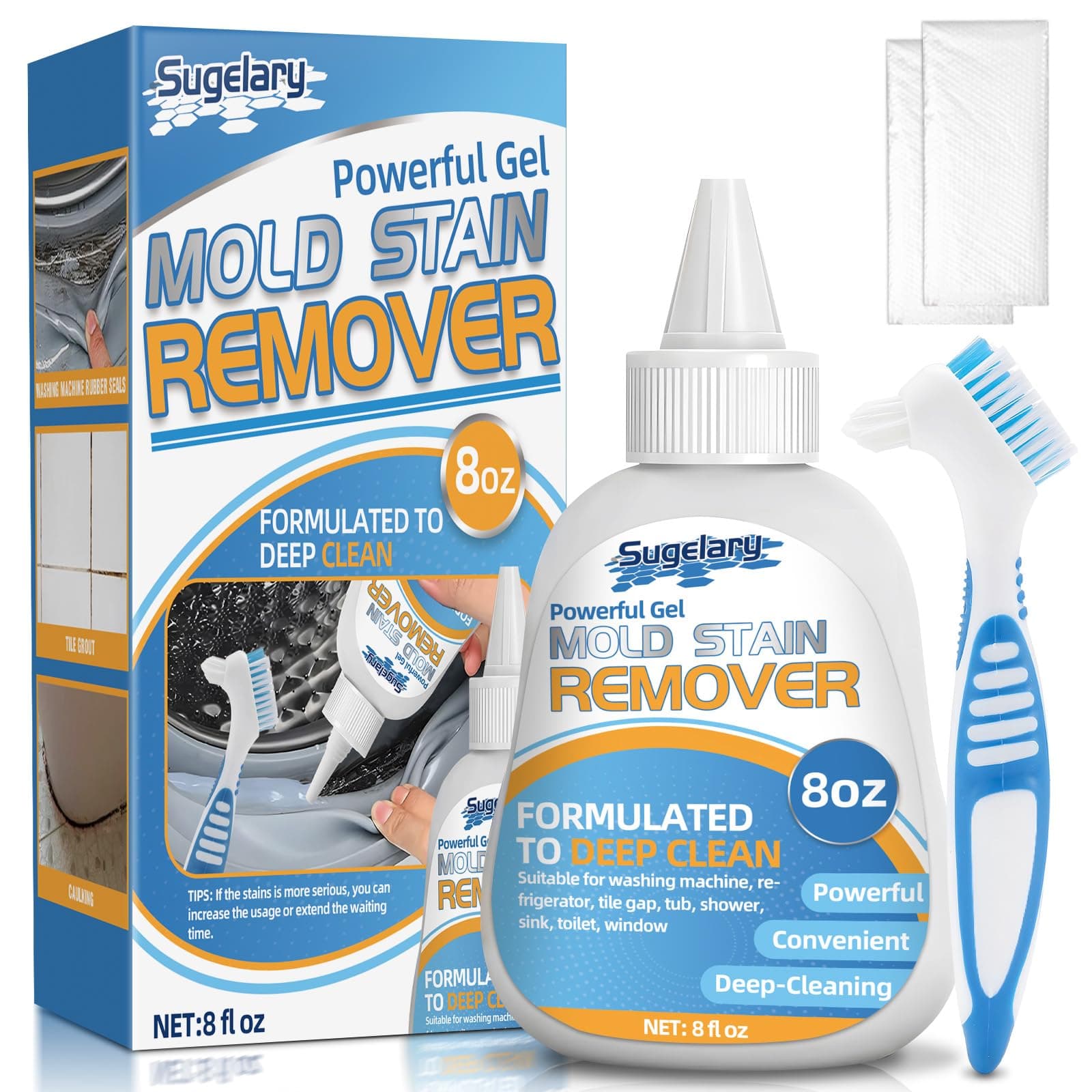Mold Stain Cleaner Gel, 8 Fl oz All-Purpose Gel for Home Use on Washing Machine Gasket, Bathroom Grout, Sink, Shower, Caulk, and Front Loader Seal