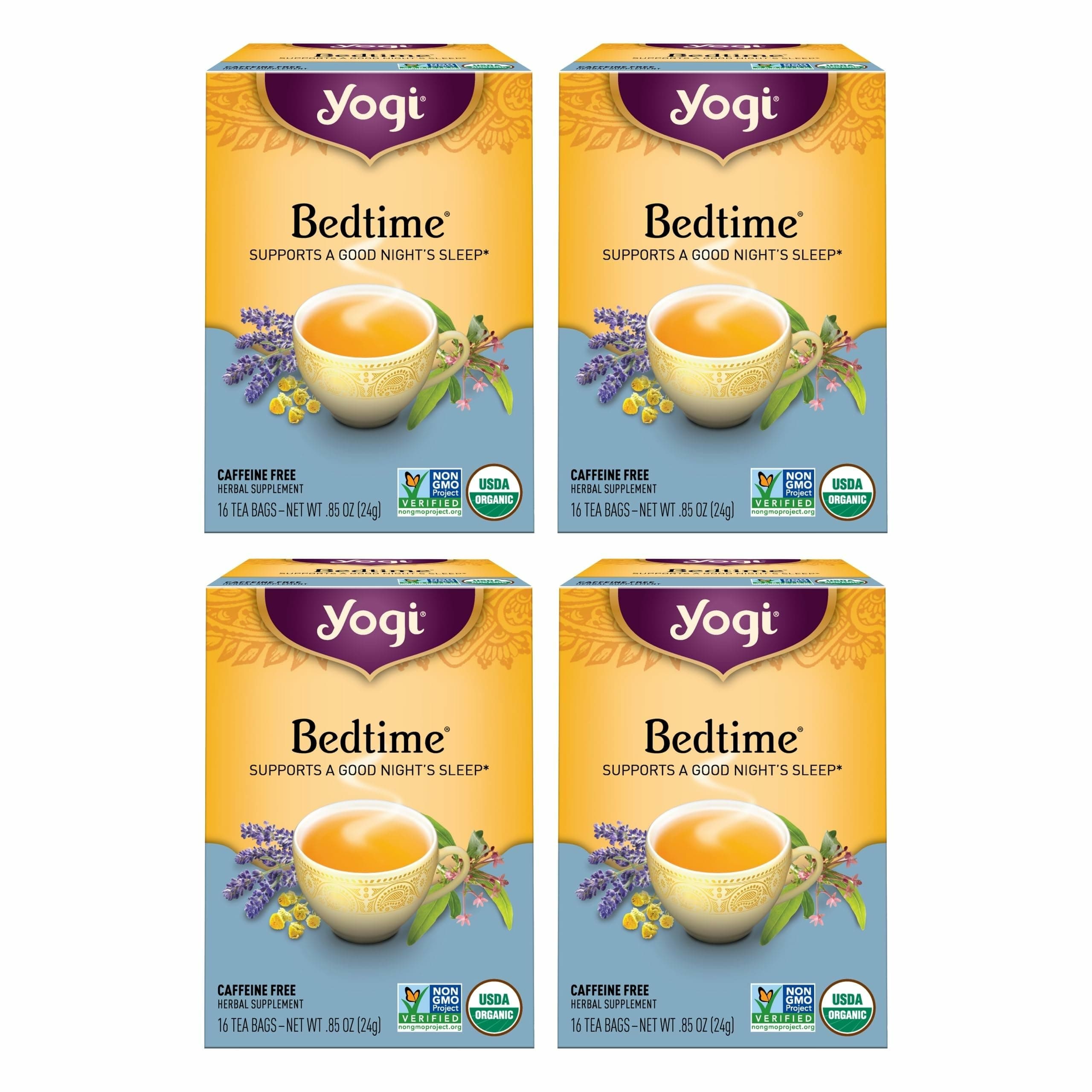 Tea Bedtime Tea - 16 Tea Bags per Pack (4 Packs) - Chamomile & Passionflower Herbal Tea Blend - Tea to Support a Good Night's Sleep - Includes Lavender, Licorice Root, Spearmint & Cardamom