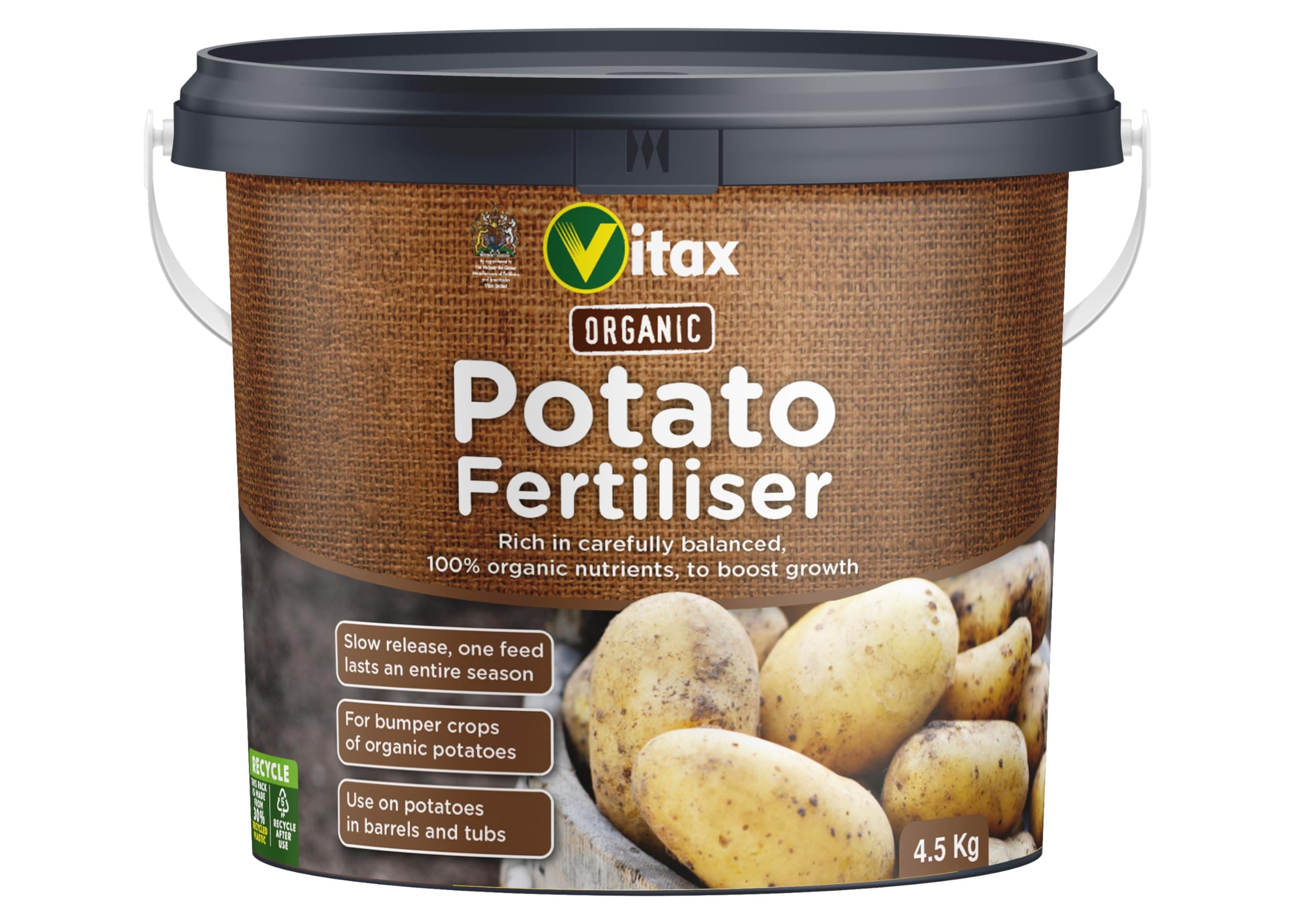 Vitax Organic Potato And Vegetable Fertiliser, Specialist Nutritional Mix, For Bigger Crops Of Home Grown Potatoes & Vegetables Slow Release- 4.5Kg