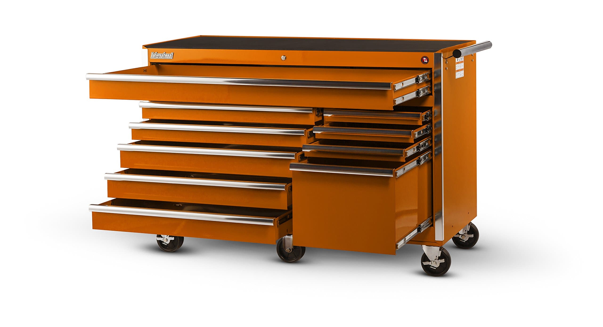 International VRB-5610OR 56-Inch 10 Drawer Orange Tool Cabinet with Heavy Duty Ball Bearing Drawer Slides