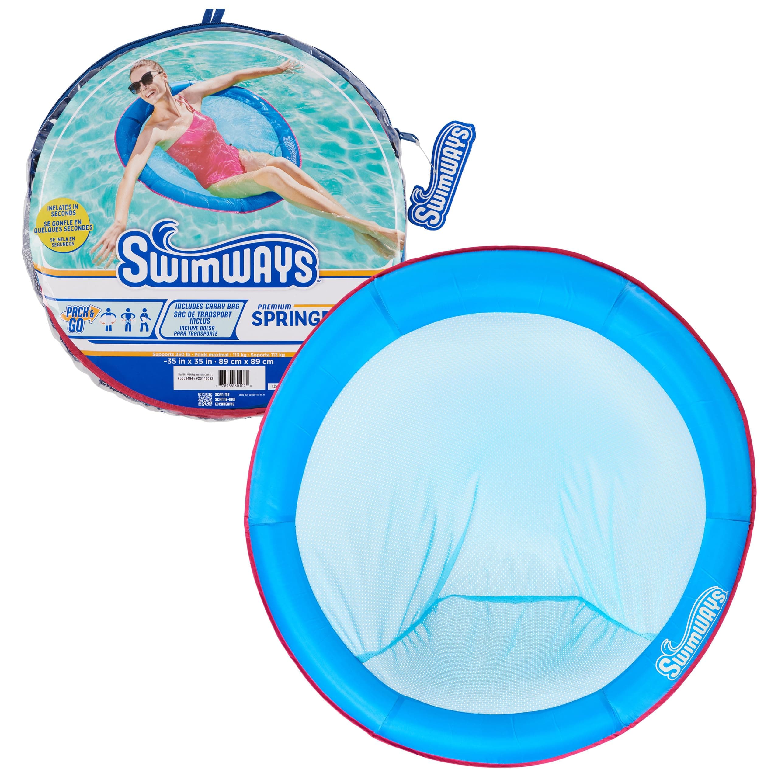 SwimWays Spring Float Papasan Inflatable Pool Lounger with Hyper-Flate Valve