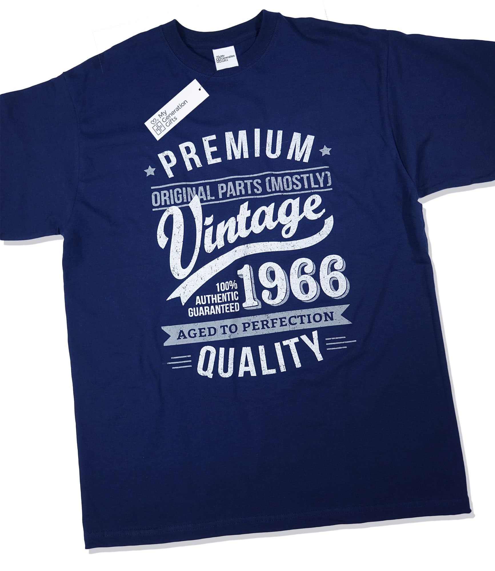 1966 Vintage Year - Aged to Perfection - 52nd Birthday Gift / Present T-Shirt Mens Navy XL