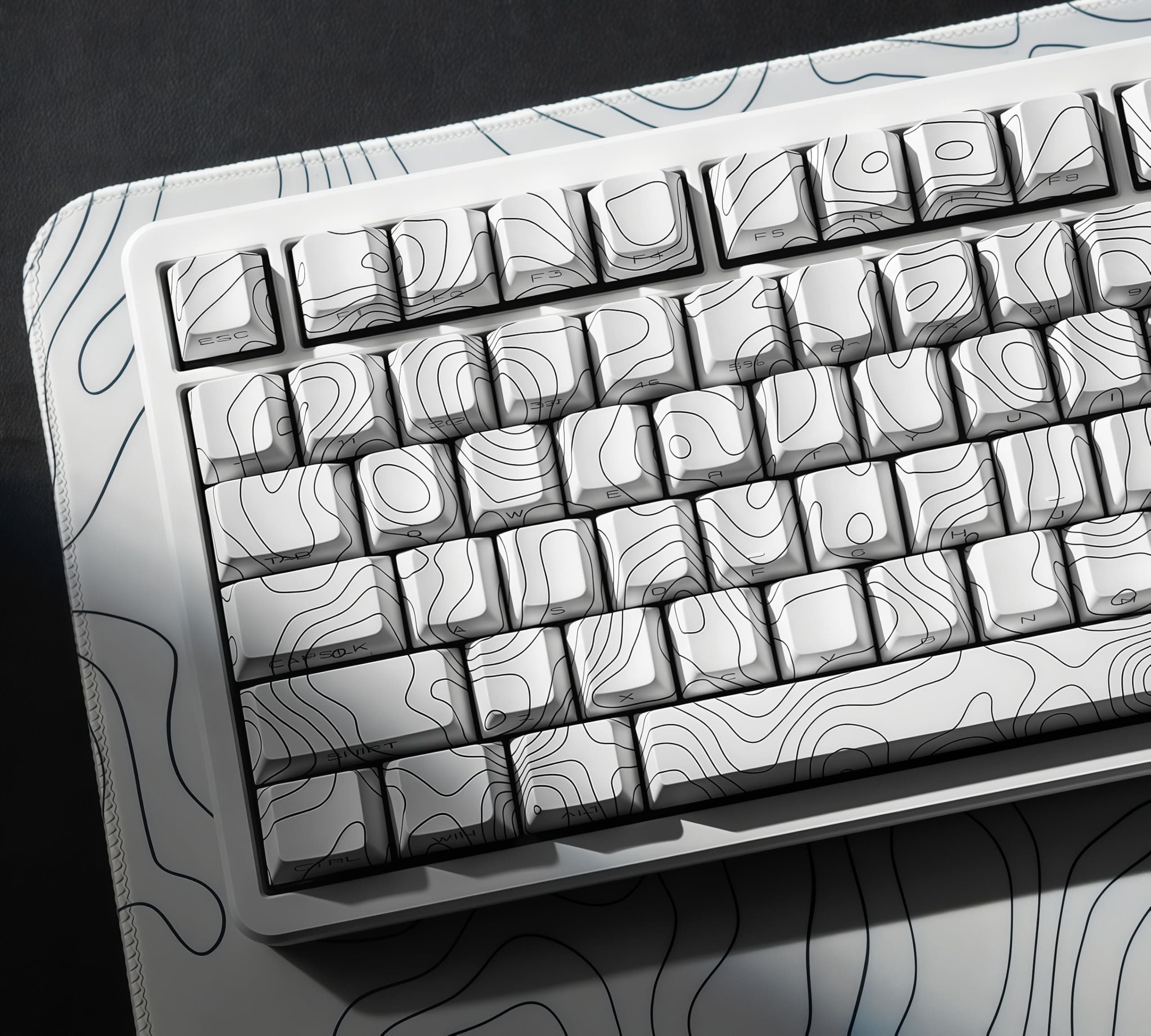 XVX 132 Keys Altitude line Side Print Keycaps, 5-Side DYE-Sub-Beautiful Patterns,PBT Keycaps,.Cherry Type Full keycaps for Most 61/64/66/68/84/87/96/98/100/104/108 Key Mechanical Keyboards