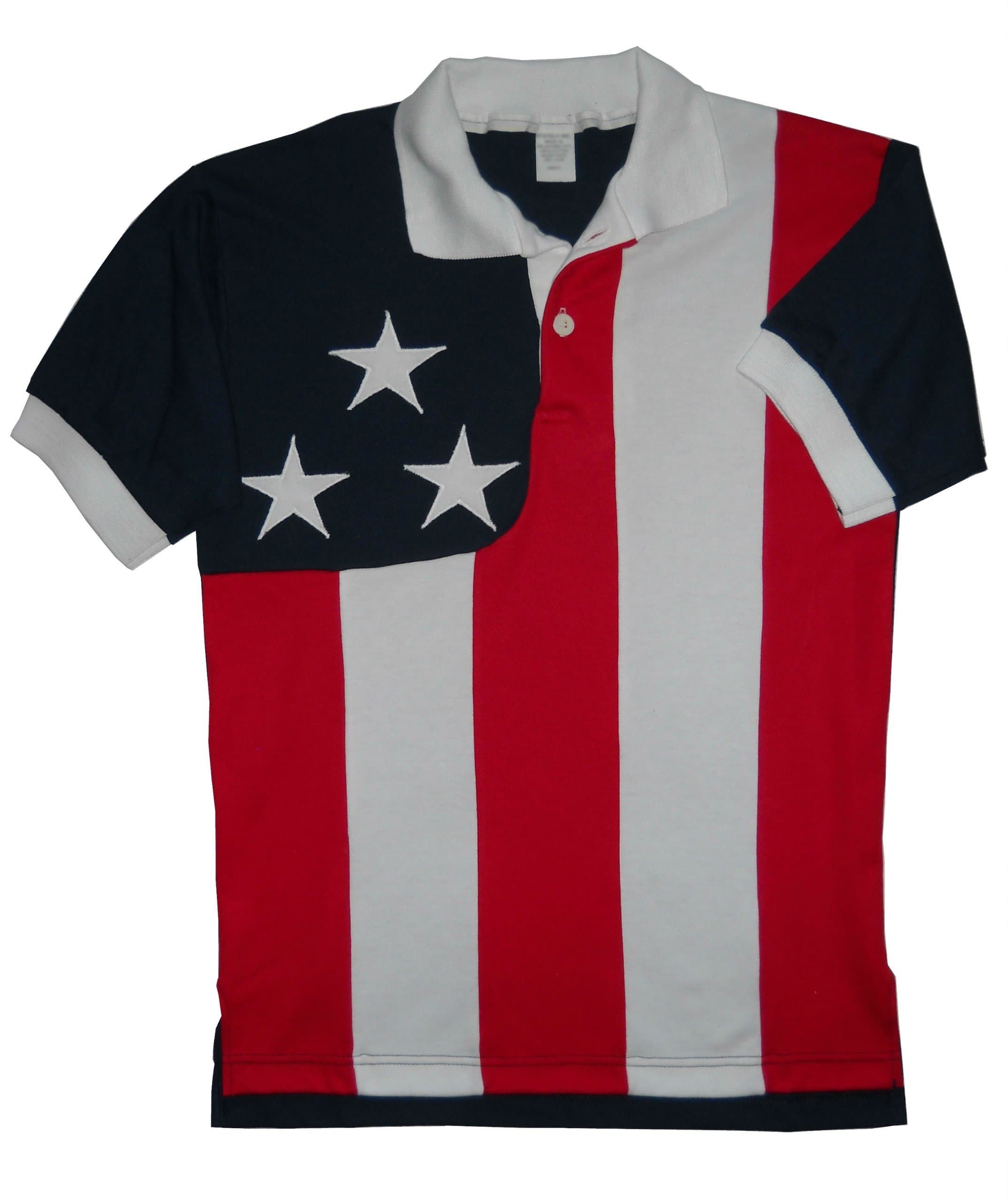 Stately American Flag Adult Golf Shirt