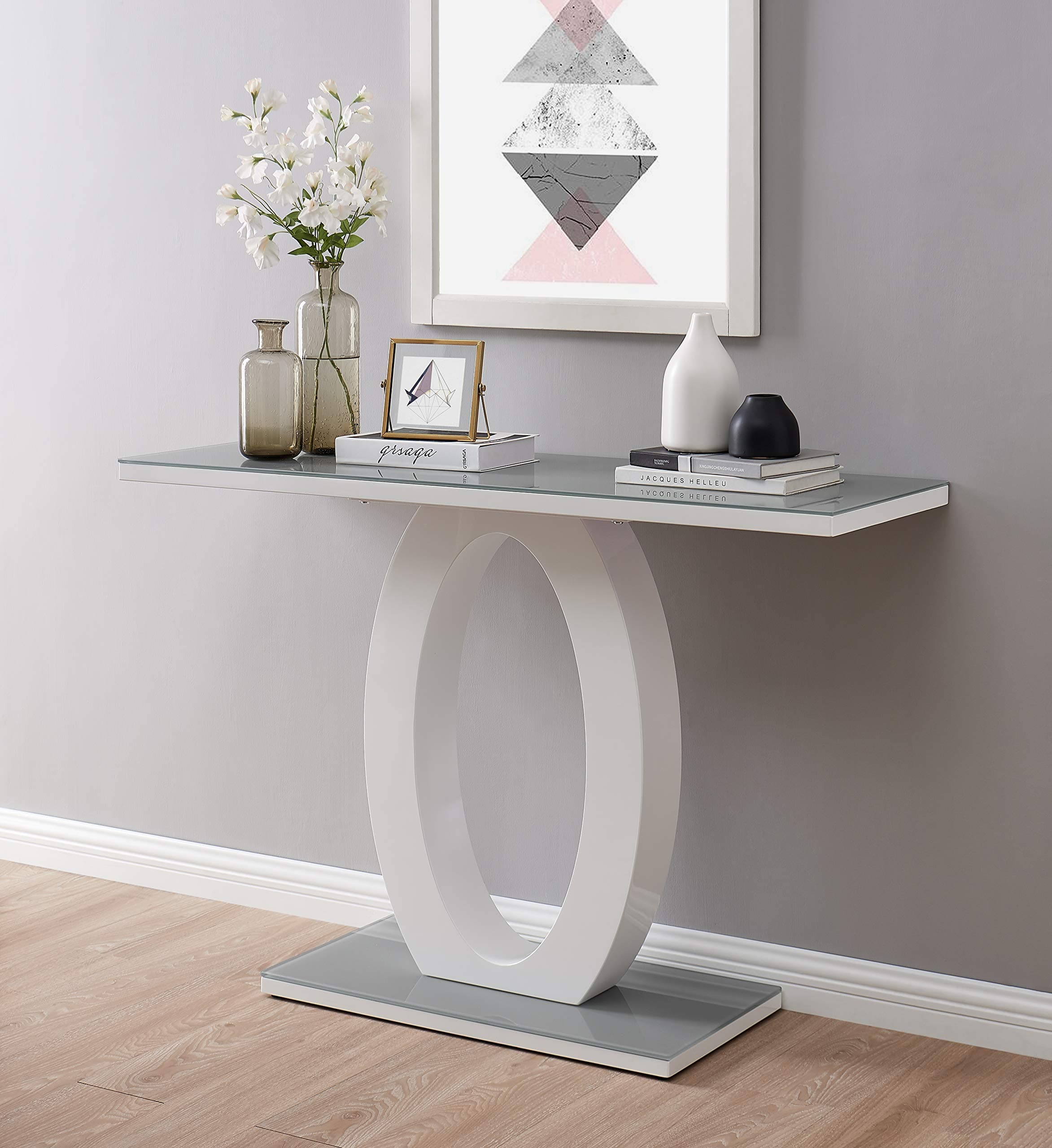 Furniturebox UK Giovani Console Table in Grey