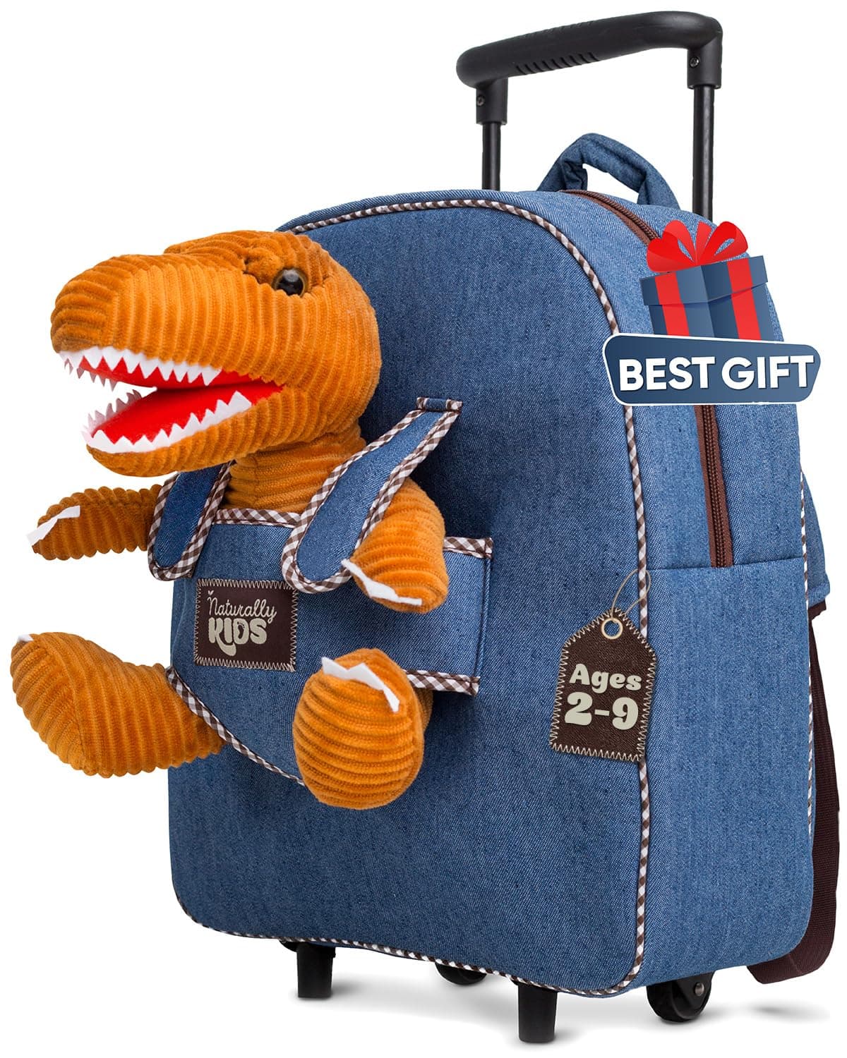 Toddler Luggage for Boys w Dinosaur Toys, Kids Rolling Backpack for Boys, Toddler Suitcase, Gifts for 3 4 5 6 Year Old