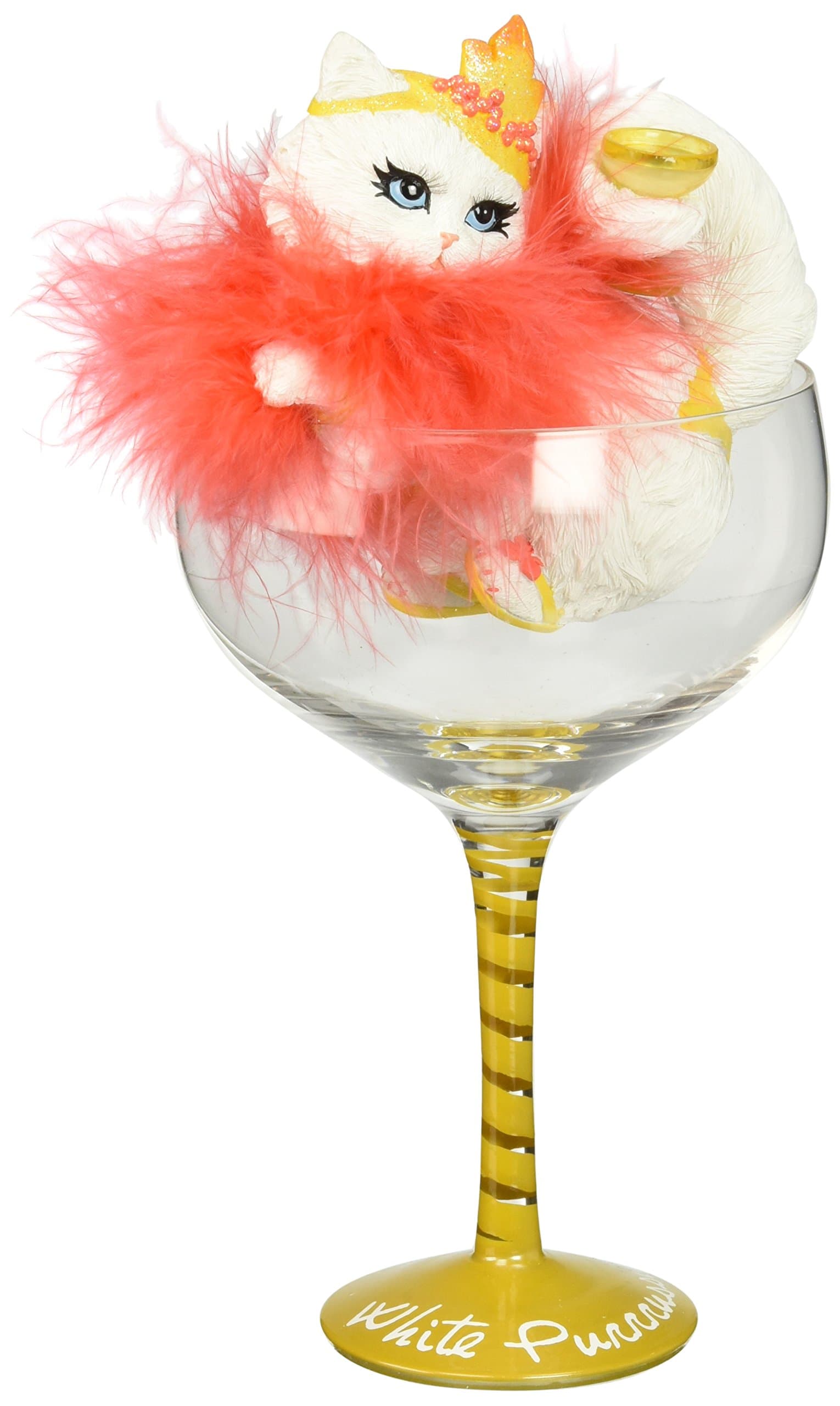Pavilion Gift Company Purrrussian 9.25" Longhair in Gla, 12 oz, White, Red, Yellow, Clear