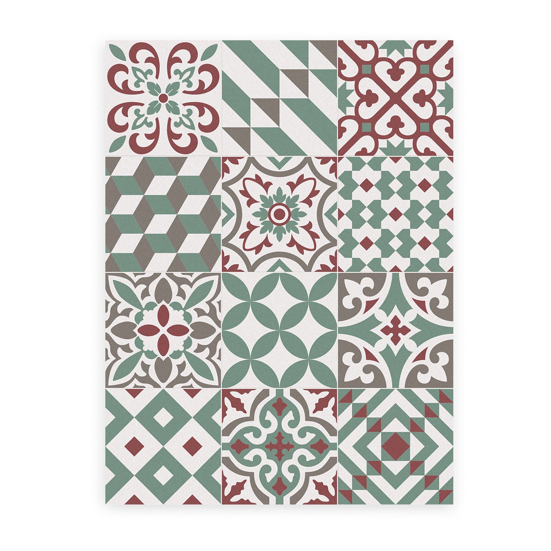 KITCHEN VINYL MAT. Barcelona's modernist hydraulic floor at your house. Eclectic Garnet 60x80cm or 23,6x31,5 inch. Mat very easy to clean with a mop. Made in Barcelona.