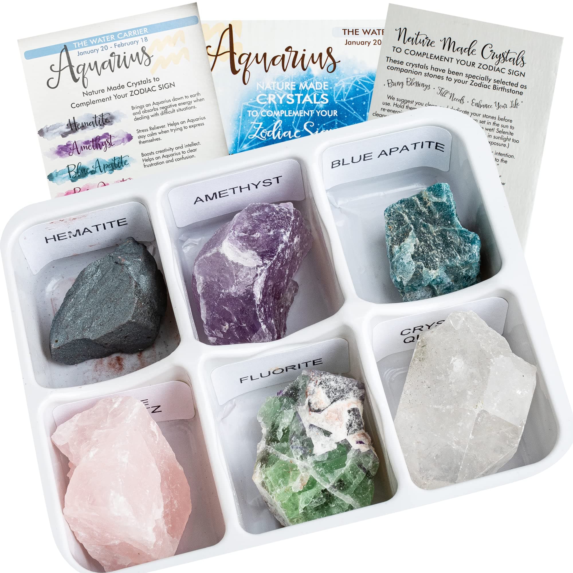 Rock Paradise Horoscope Stone Box Set - Aquarius Zodiac Sign – Healing Crystals Birthstone Charms – Astrology Crystal Healing Horoscope Gift